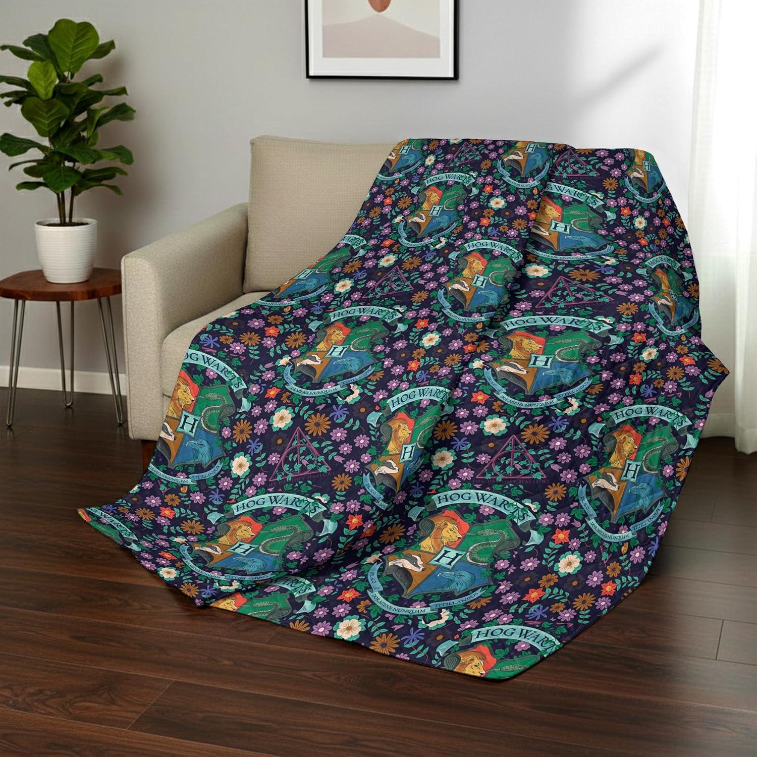 imageNorthwest Bluey Goofing Around Quilted Throw Blanket Official Cartoon Throw Blanket Featuring Bluey for Adults Boys Girls Bed Couch or Playroom 60 x 80 InchesHarry Potter Botanical Crests