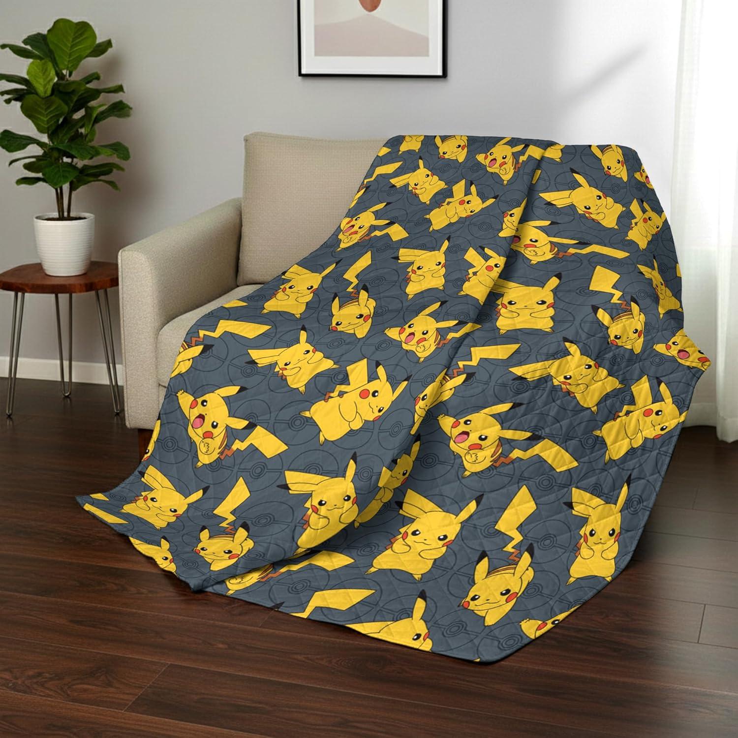 imageNorthwest Bluey Goofing Around Quilted Throw Blanket Official Cartoon Throw Blanket Featuring Bluey for Adults Boys Girls Bed Couch or Playroom 60 x 80 InchesPikachu Poke Ball