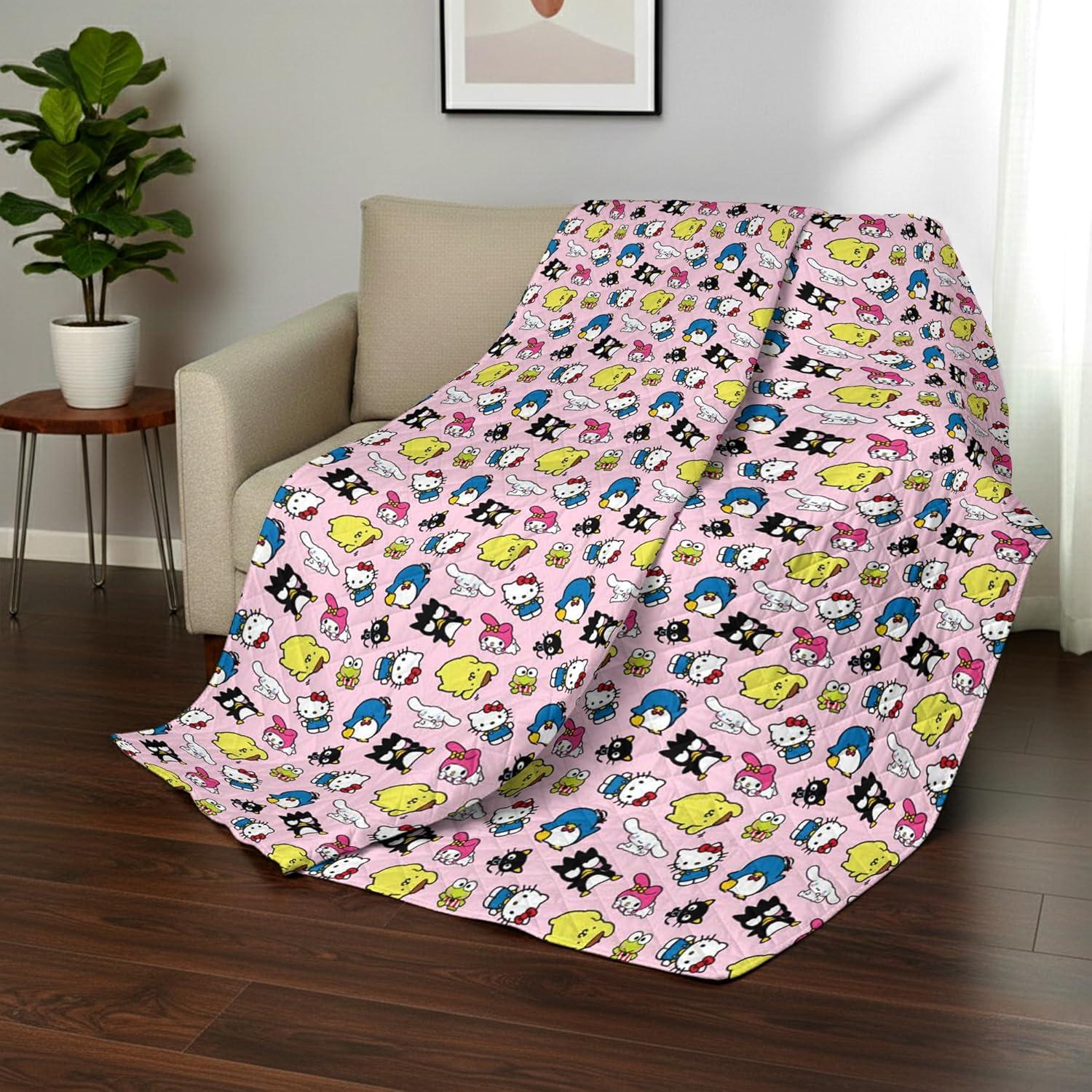 imageNorthwest Bluey Goofing Around Quilted Throw Blanket Official Cartoon Throw Blanket Featuring Bluey for Adults Boys Girls Bed Couch or Playroom 60 x 80 InchesHello Kitty Friends
