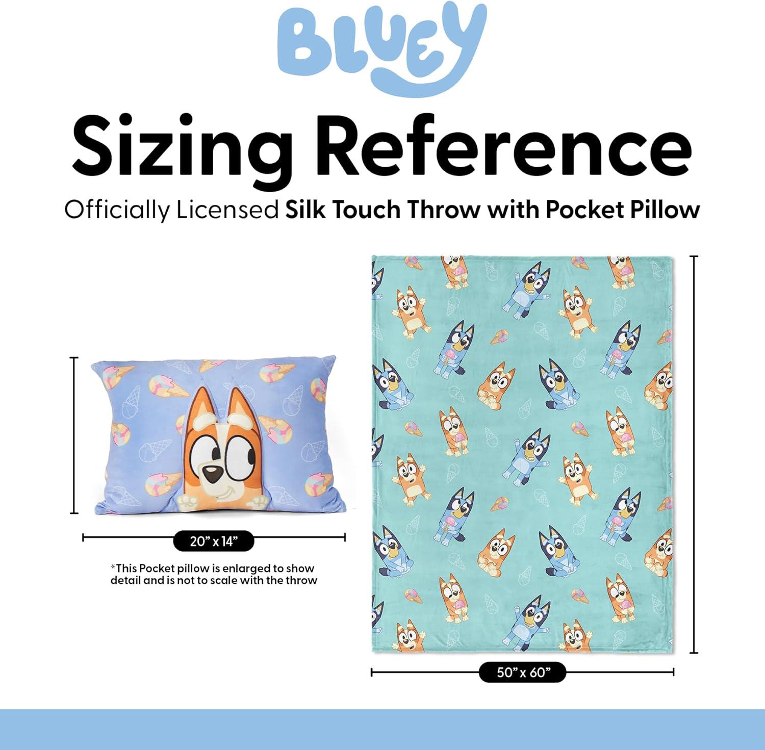 imageNorthwest Bluey Party Pups Silk Touch Throw Blanket 50 x 60 Inches with Bluey Plush Pocket Pillow 14 x 20 Inches Comfy amp Cozy Bluey Blanket amp Pillow Set for Boys and GirlsBluey Bingo Joy