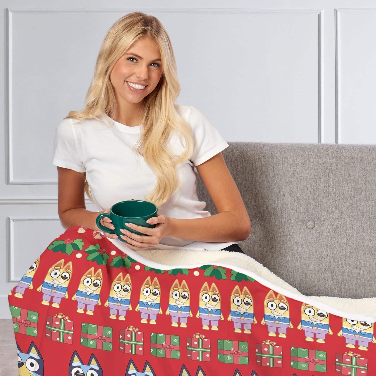 imageNorthwest Bluey Silk Touch Sherpa Throw Blanket 50 x 60 Family ChristmasChristmas Sweater