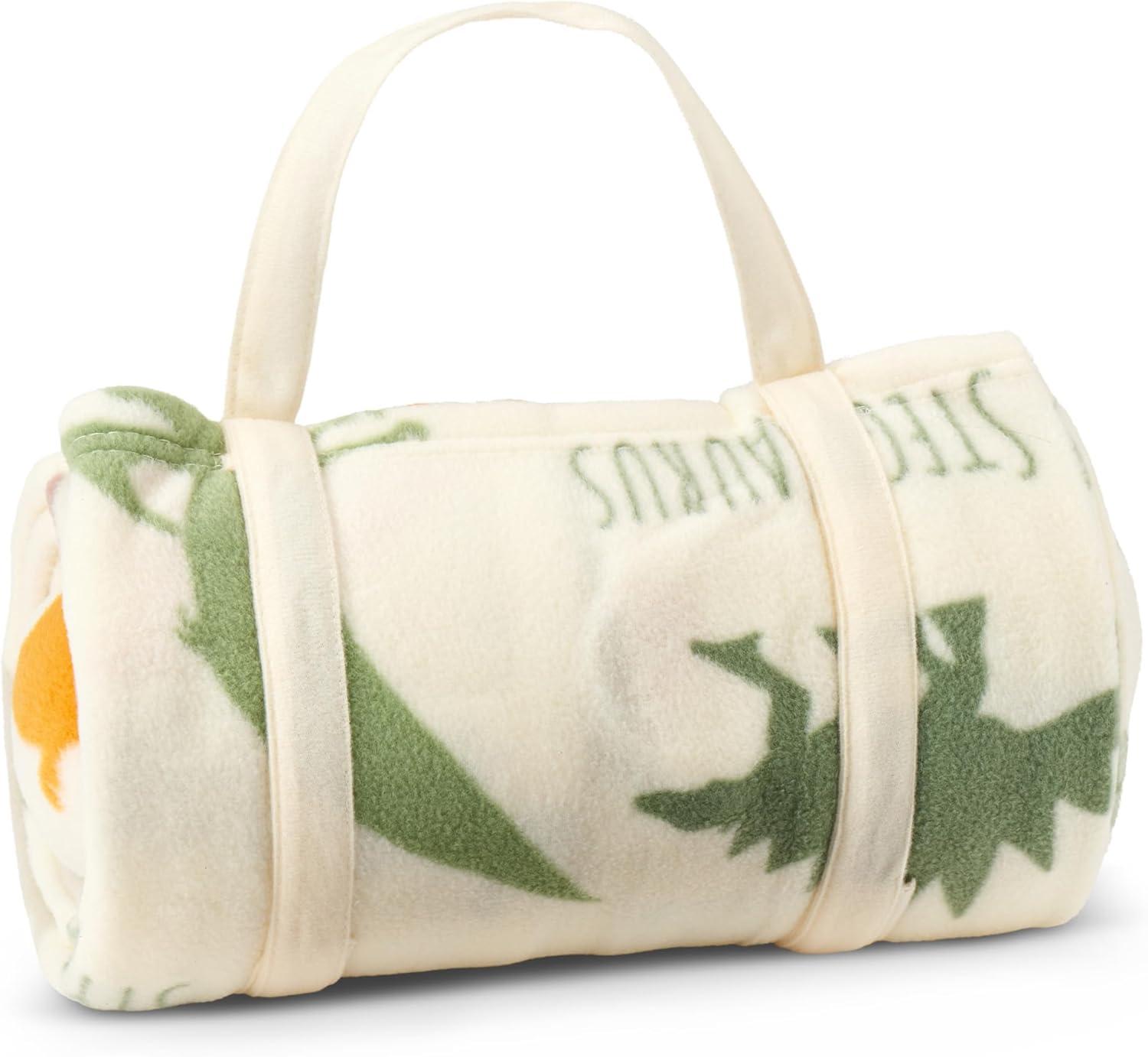 imageROLLEE POLLEE Nap Sac Roll Up Napping Blanket with Attached Pillow for PreschoolDaycare Super Soft with Elastic Straps Fits Most Mats and CotsDino Roll Call