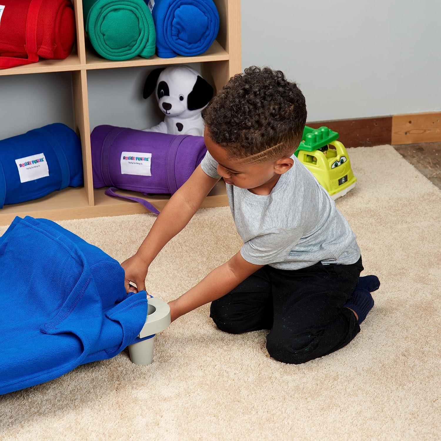 imageROLLEE POLLEE Nap Sac Roll Up Napping Blanket with Attached Pillow for PreschoolDaycare Super Soft with Elastic Straps Fits Most Mats and CotsGreen