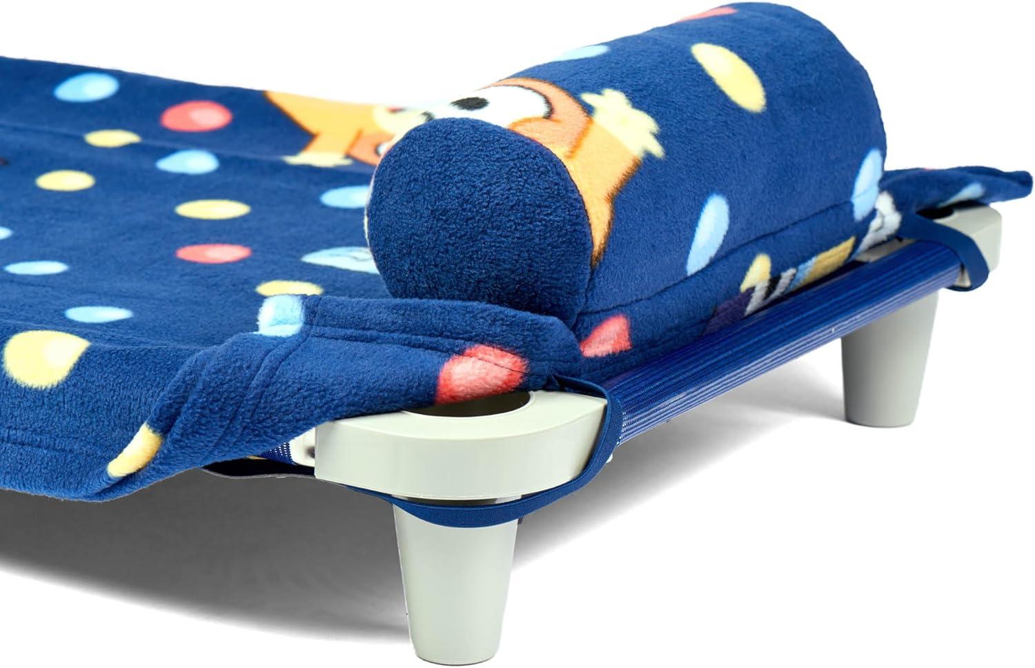 imageROLLEE POLLEE Nap Sac Roll Up Napping Blanket with Attached Pillow for PreschoolDaycare Super Soft with Elastic Straps Fits Most Mats and CotsHooray Bluey