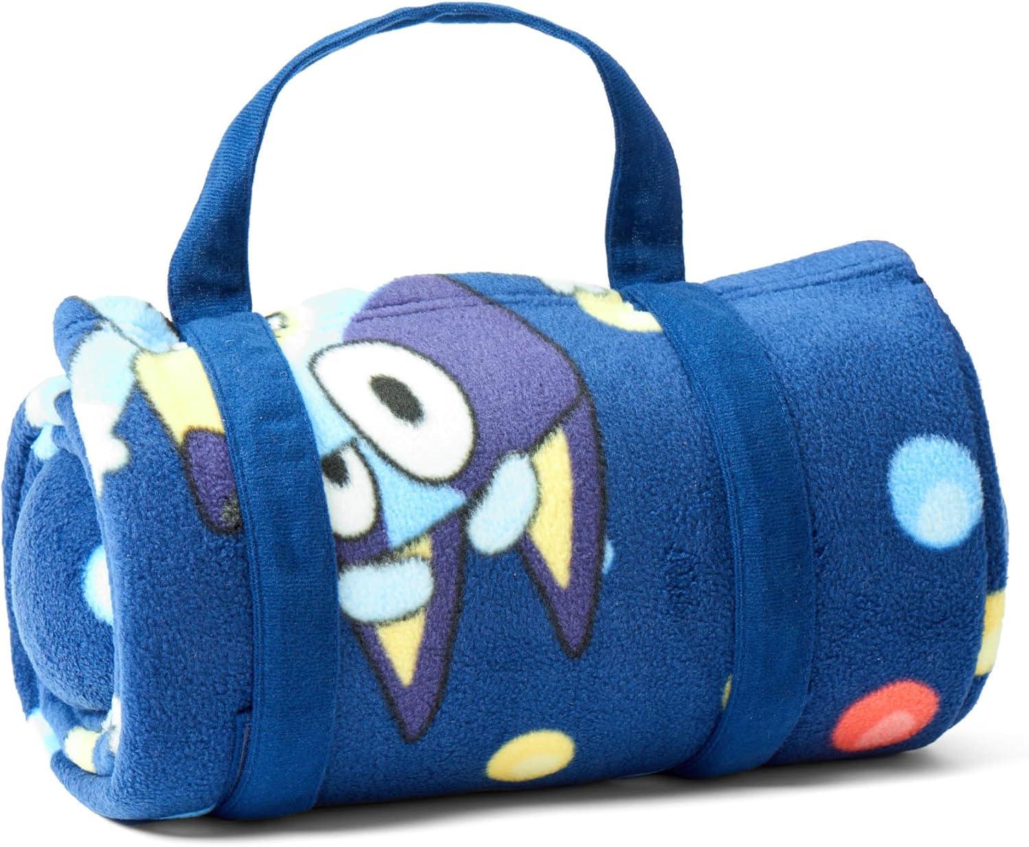 imageROLLEE POLLEE Nap Sac Roll Up Napping Blanket with Attached Pillow for PreschoolDaycare Super Soft with Elastic Straps Fits Most Mats and CotsHooray Bluey