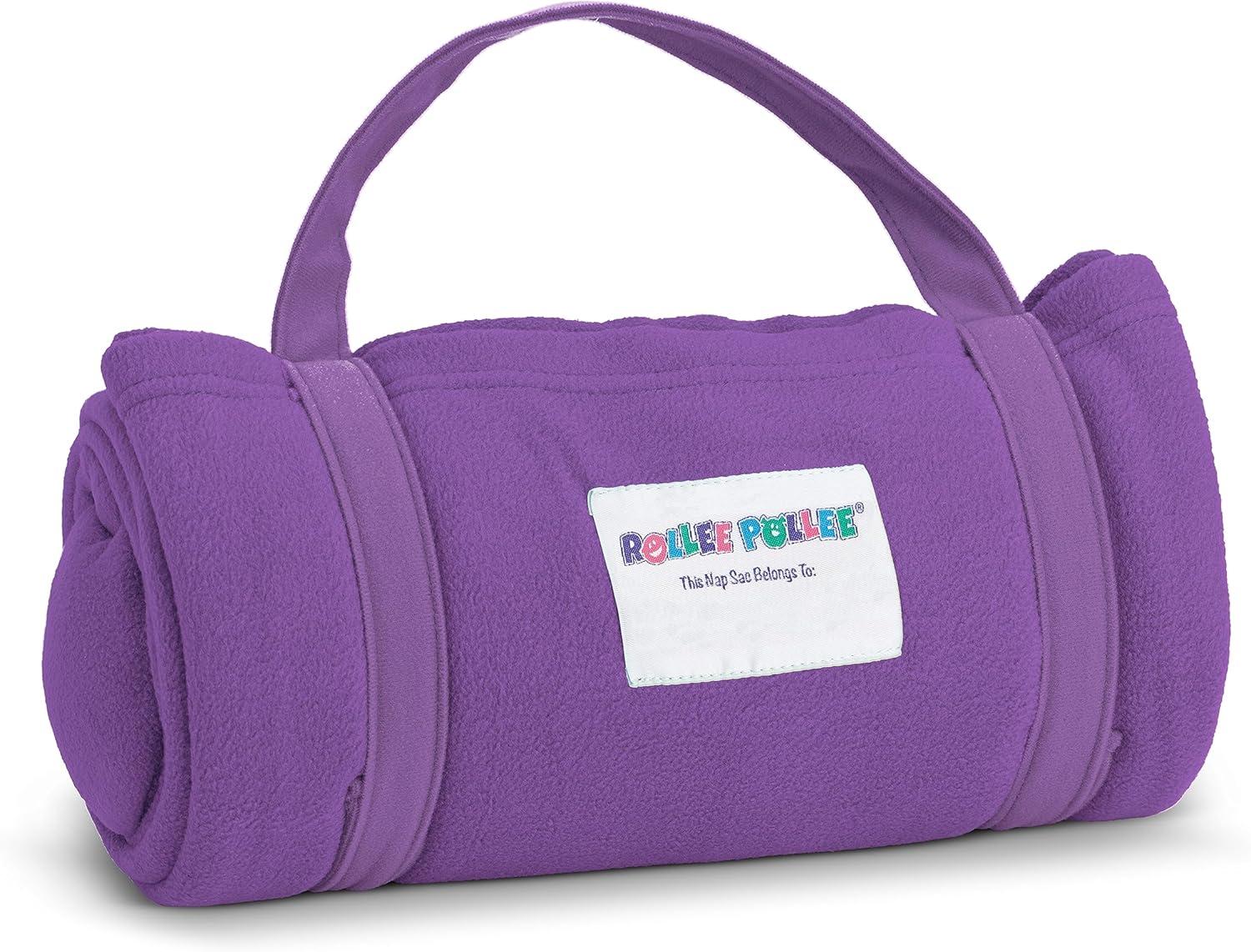 imageROLLEE POLLEE Nap Sac Roll Up Napping Blanket with Attached Pillow for PreschoolDaycare Super Soft with Elastic Straps Fits Most Mats and CotsPurple
