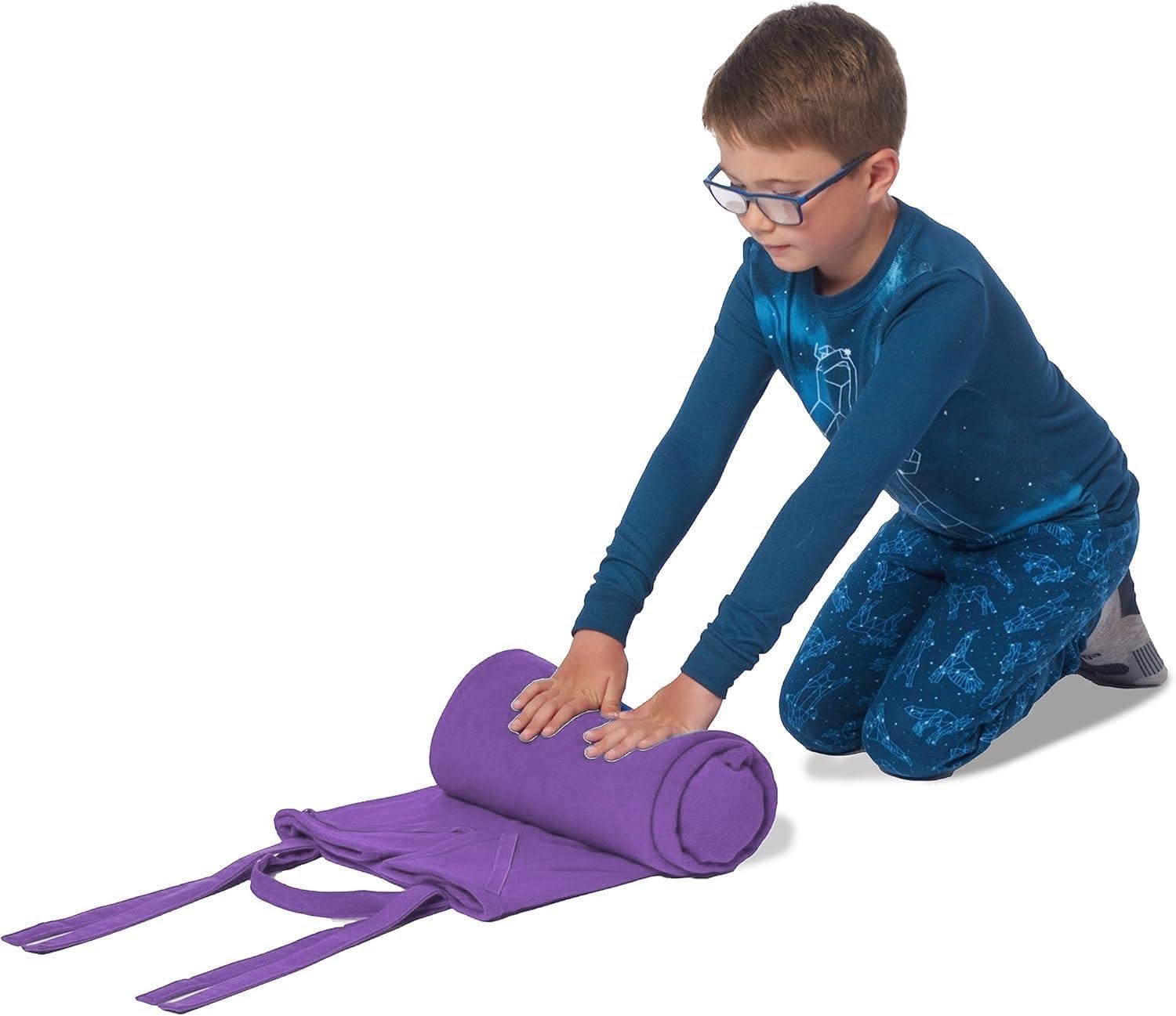 imageROLLEE POLLEE Nap Sac Roll Up Napping Blanket with Attached Pillow for PreschoolDaycare Super Soft with Elastic Straps Fits Most Mats and CotsPurple