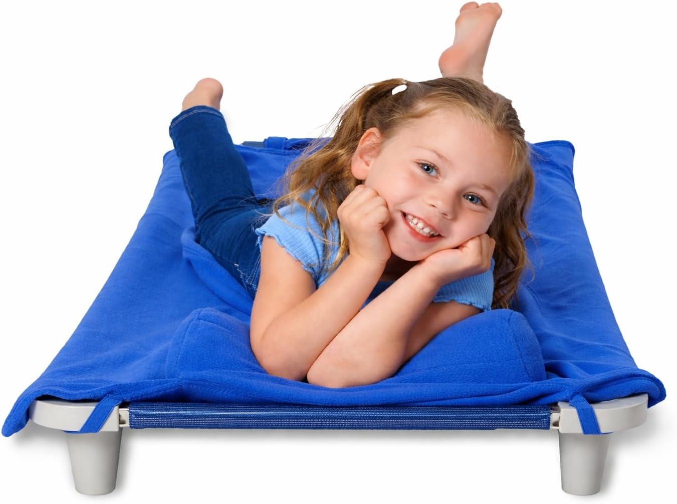 imageROLLEE POLLEE Nap Sac Roll Up Napping Blanket with Attached Pillow for PreschoolDaycare Super Soft with Elastic Straps Fits Most Mats and CotsRoyal Blue