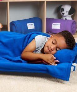 imageROLLEE POLLEE Nap Sac Roll Up Napping Blanket with Attached Pillow for PreschoolDaycare Super Soft with Elastic Straps Fits Most Mats and CotsRoyal Blue