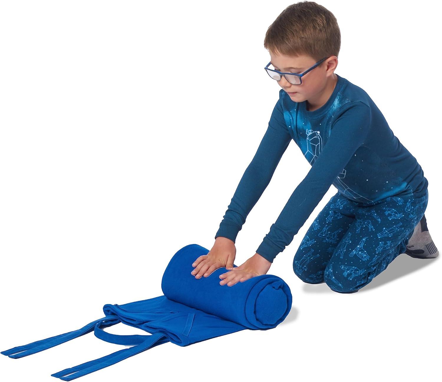 imageROLLEE POLLEE Nap Sac Roll Up Napping Blanket with Attached Pillow for PreschoolDaycare Super Soft with Elastic Straps Fits Most Mats and CotsRoyal Blue