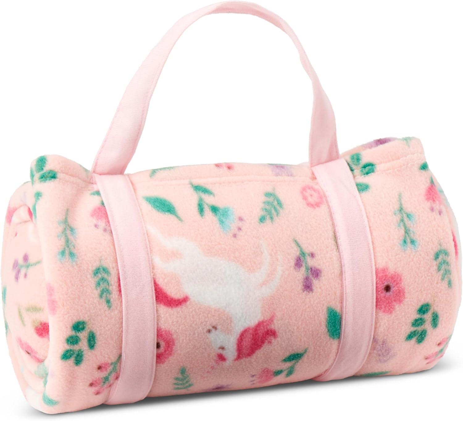 imageROLLEE POLLEE Nap Sac Roll Up Napping Blanket with Attached Pillow for PreschoolDaycare Super Soft with Elastic Straps Fits Most Mats and CotsUnicorn Garden