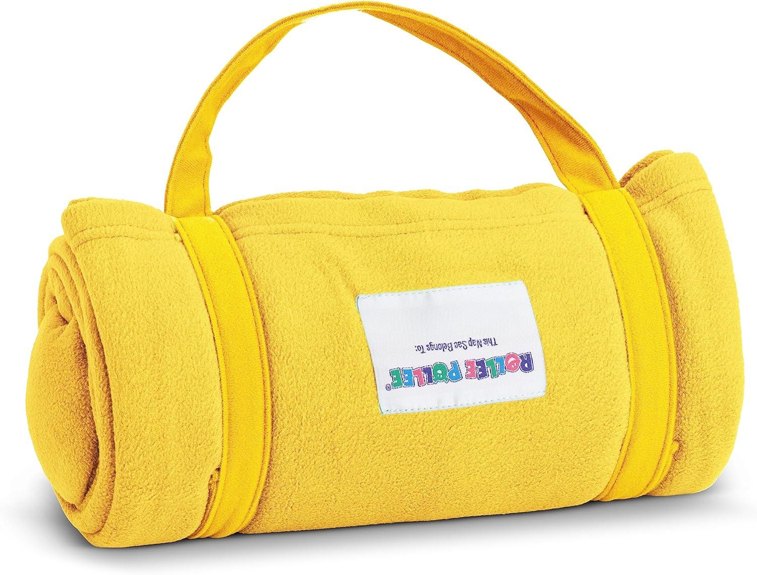 imageROLLEE POLLEE Nap Sac Roll Up Napping Blanket with Attached Pillow for PreschoolDaycare Super Soft with Elastic Straps Fits Most Mats and CotsYellow