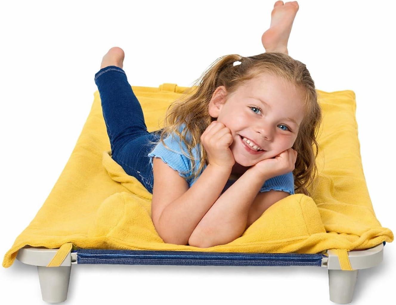 imageROLLEE POLLEE Nap Sac Roll Up Napping Blanket with Attached Pillow for PreschoolDaycare Super Soft with Elastic Straps Fits Most Mats and CotsYellow