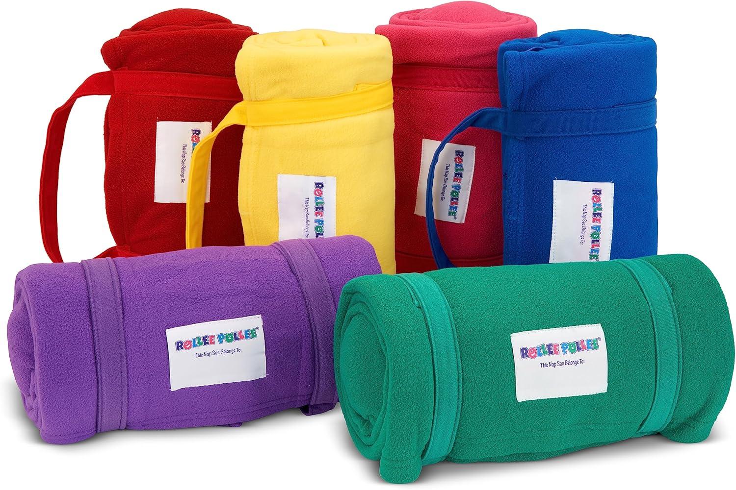 imageROLLEE POLLEE Nap Sac Roll Up Napping Blanket with Attached Pillow for PreschoolDaycare Super Soft with Elastic Straps Fits Most Mats and CotsYellow