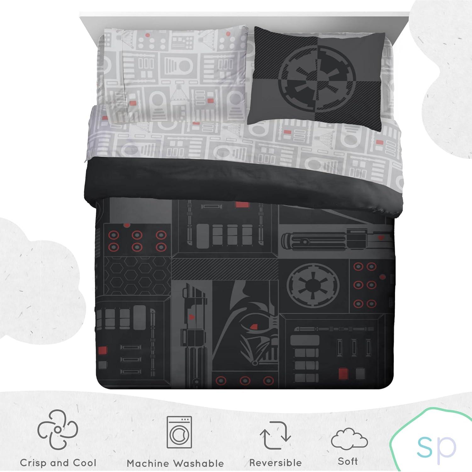 imageSaturday Park Bluey and Bingo Rainbow Clouds Full Bed Set 7 Piece 100 Organic Cotton Bedding with Duvet Cover and Sheets GOTS amp OekoTEX CertifiedBlack Star Wars
