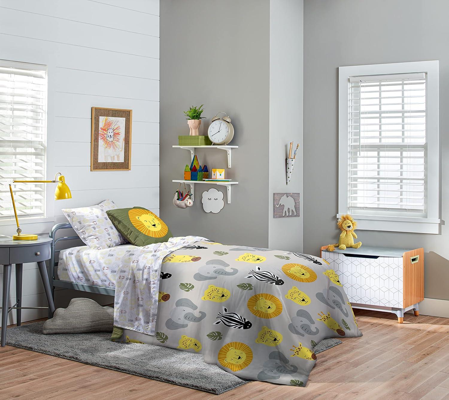 imageSaturday Park Bluey and Bingo Rainbow Clouds Full Bed Set 7 Piece 100 Organic Cotton Bedding with Duvet Cover and Sheets GOTS amp OekoTEX CertifiedGrey Safari