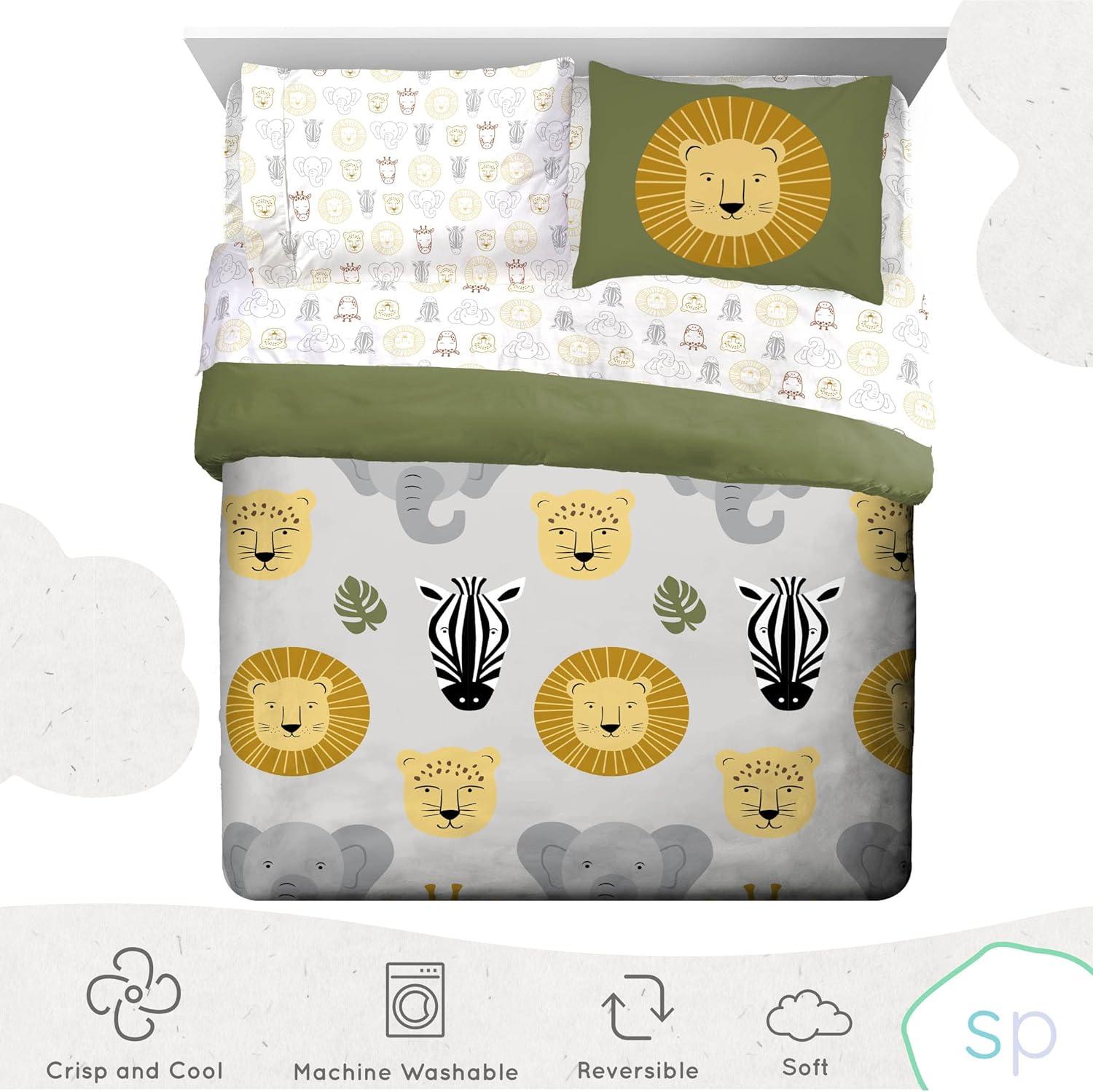imageSaturday Park Bluey and Bingo Rainbow Clouds Full Bed Set 7 Piece 100 Organic Cotton Bedding with Duvet Cover and Sheets GOTS amp OekoTEX CertifiedGrey Safari