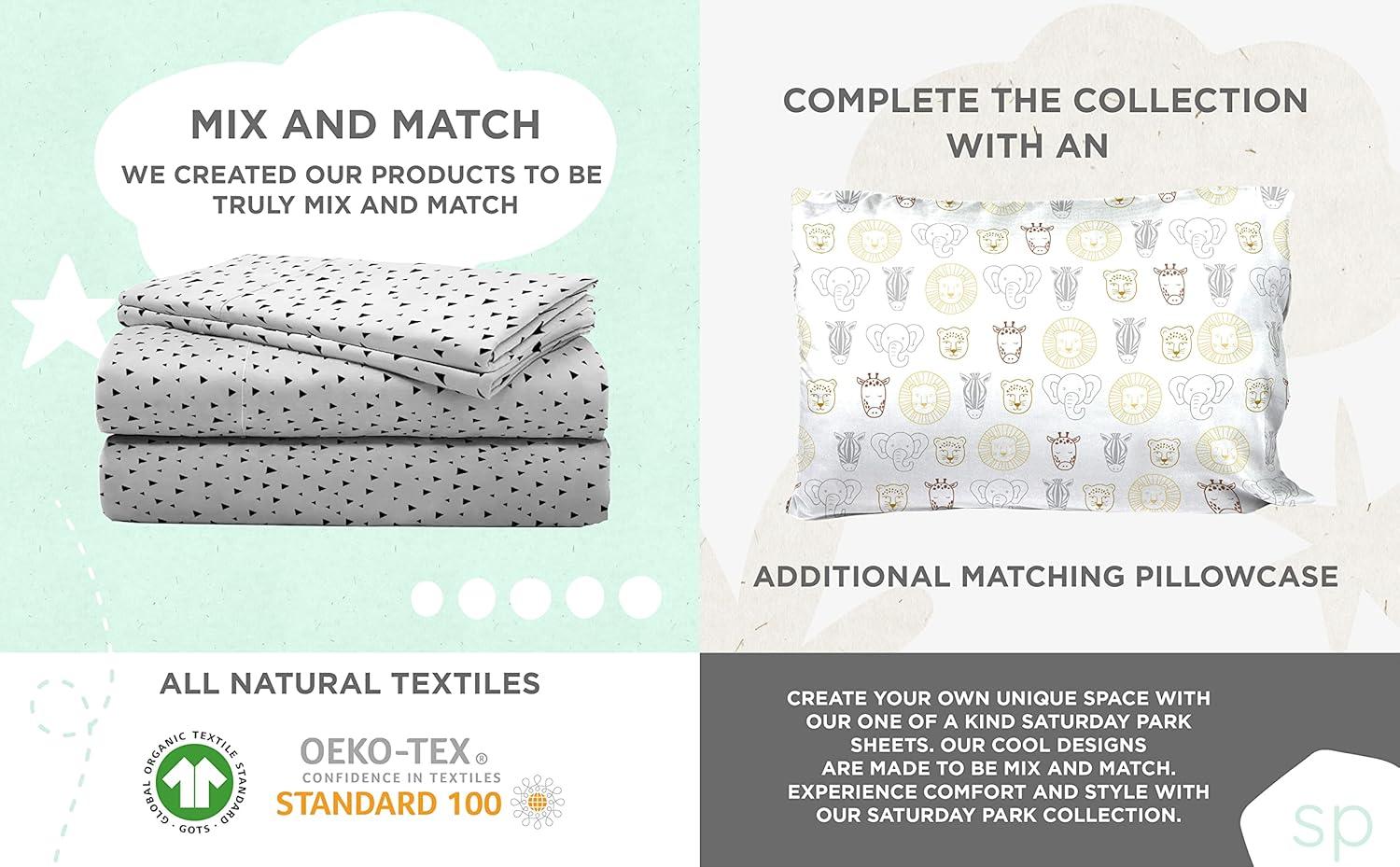 imageSaturday Park Bluey and Bingo Rainbow Clouds Full Bed Set 7 Piece 100 Organic Cotton Bedding with Duvet Cover and Sheets GOTS amp OekoTEX CertifiedGrey Safari