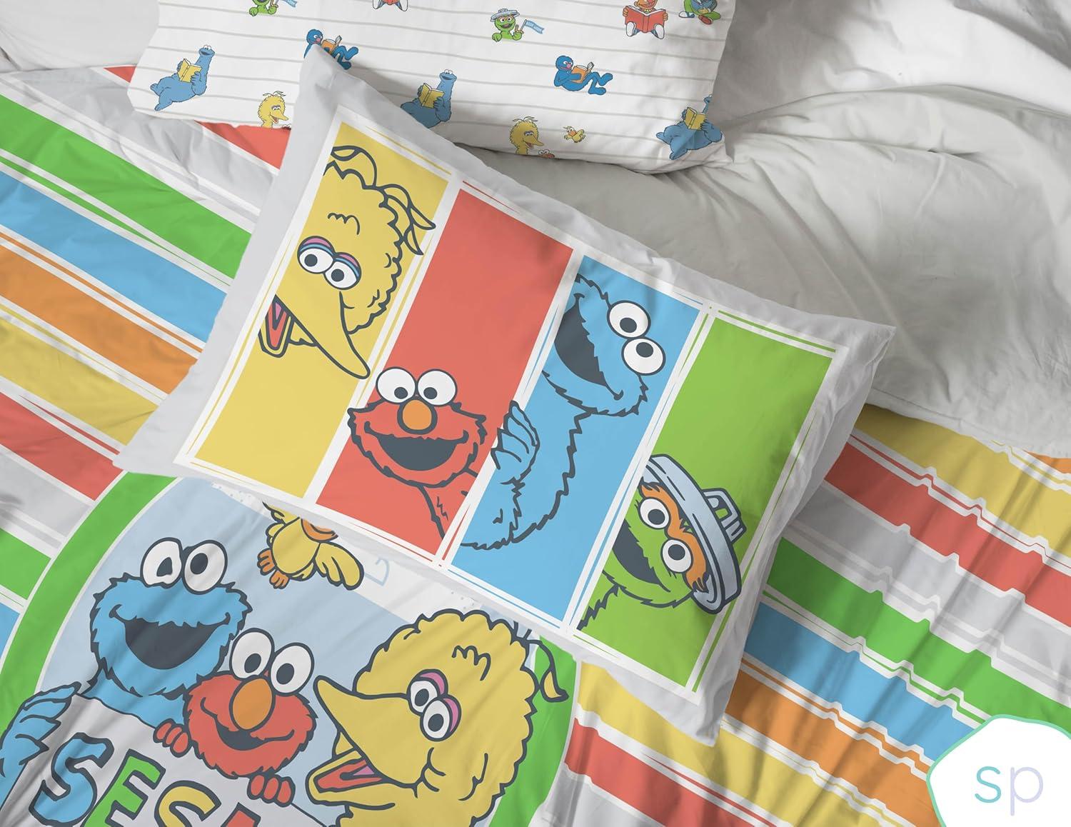 imageSaturday Park Bluey and Bingo Rainbow Clouds Full Bed Set 7 Piece 100 Organic Cotton Bedding with Duvet Cover and Sheets GOTS amp OekoTEX CertifiedMulti Sesame Street