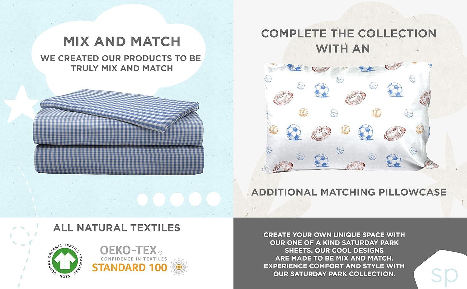 imageSaturday Park Bluey and Bingo Rainbow Clouds Full Bed Set 7 Piece 100 Organic Cotton Bedding with Duvet Cover and Sheets GOTS amp OekoTEX CertifiedMulti Stripes Sports