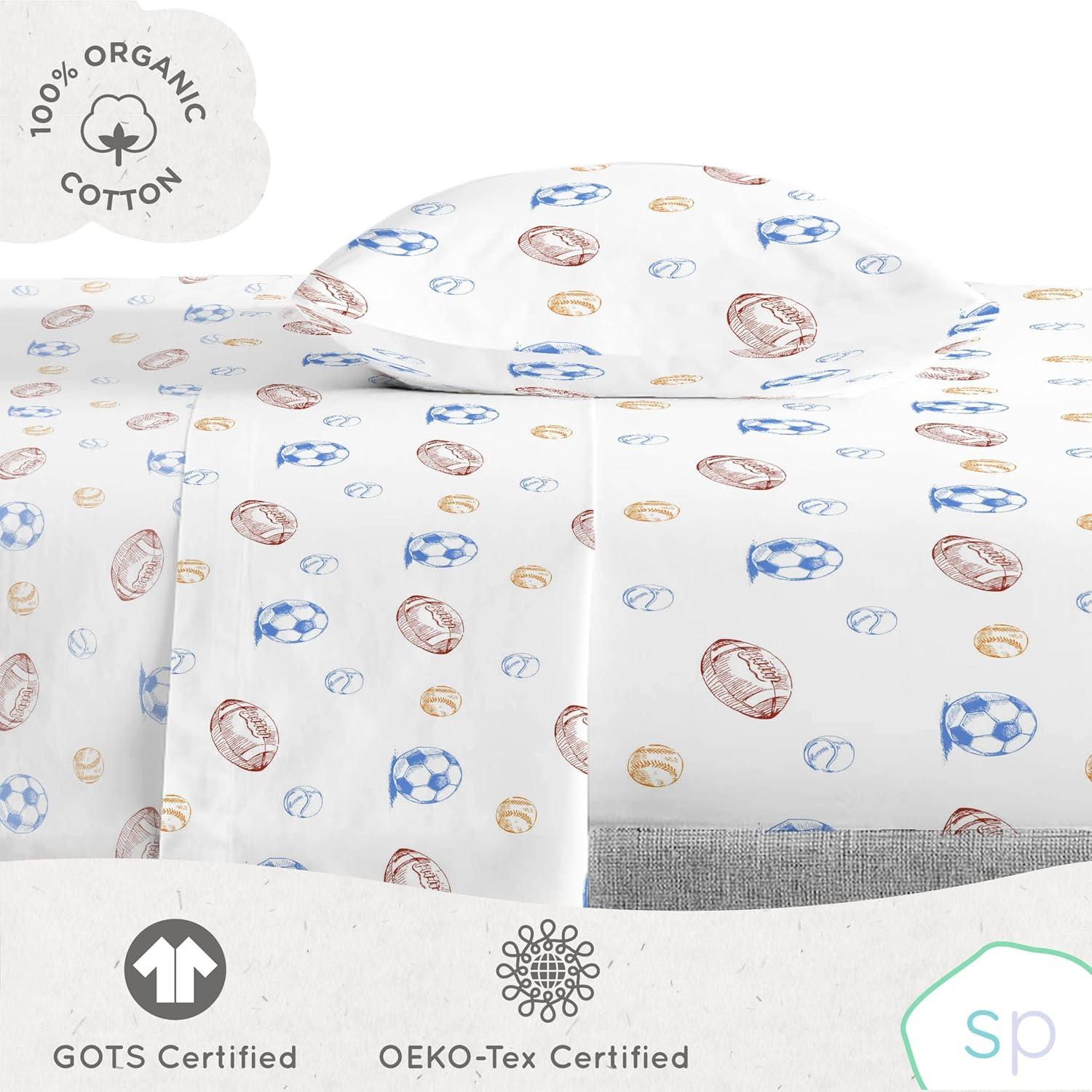 imageSaturday Park Bluey and Bingo Rainbow Clouds Full Bed Set 7 Piece 100 Organic Cotton Bedding with Duvet Cover and Sheets GOTS amp OekoTEX CertifiedMulti Stripes Sports