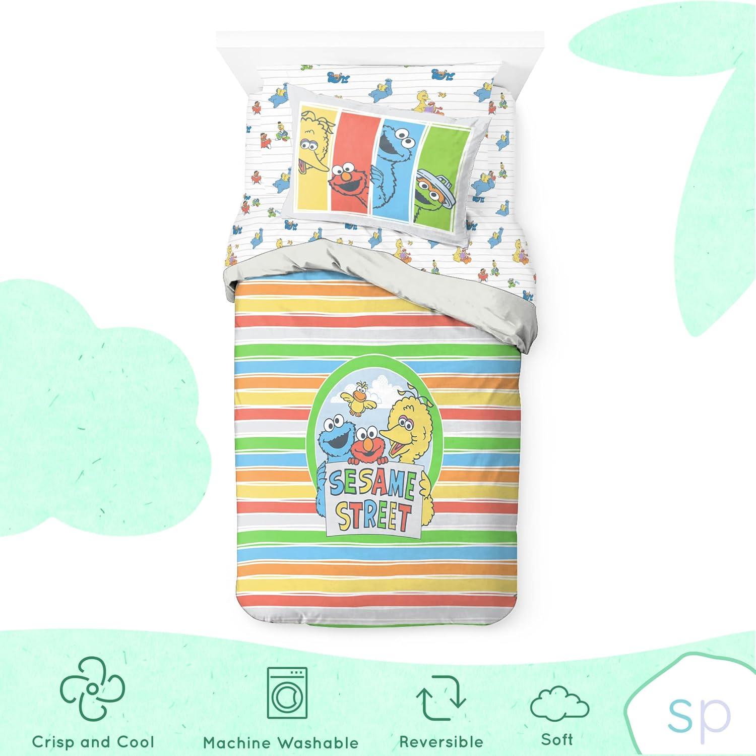 imageSaturday Park Bluey and Bingo Rainbow Clouds Full Bed Set 7 Piece 100 Organic Cotton Bedding with Duvet Cover and Sheets GOTS amp OekoTEX CertifiedMulti Sesame Street