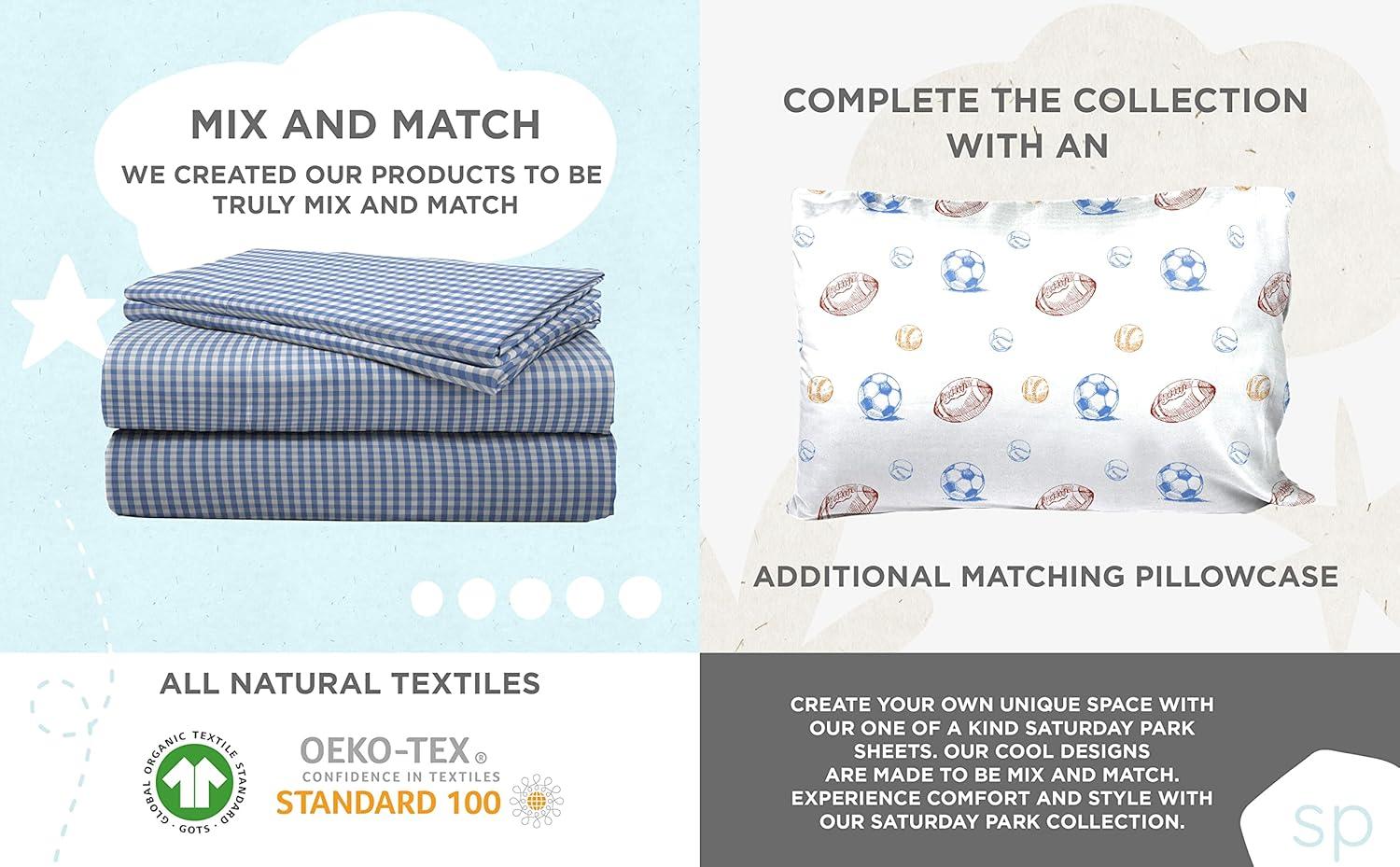 imageSaturday Park Bluey and Bingo Rainbow Clouds Full Bed Set 7 Piece 100 Organic Cotton Bedding with Duvet Cover and Sheets GOTS amp OekoTEX CertifiedMulti Stripes Sports