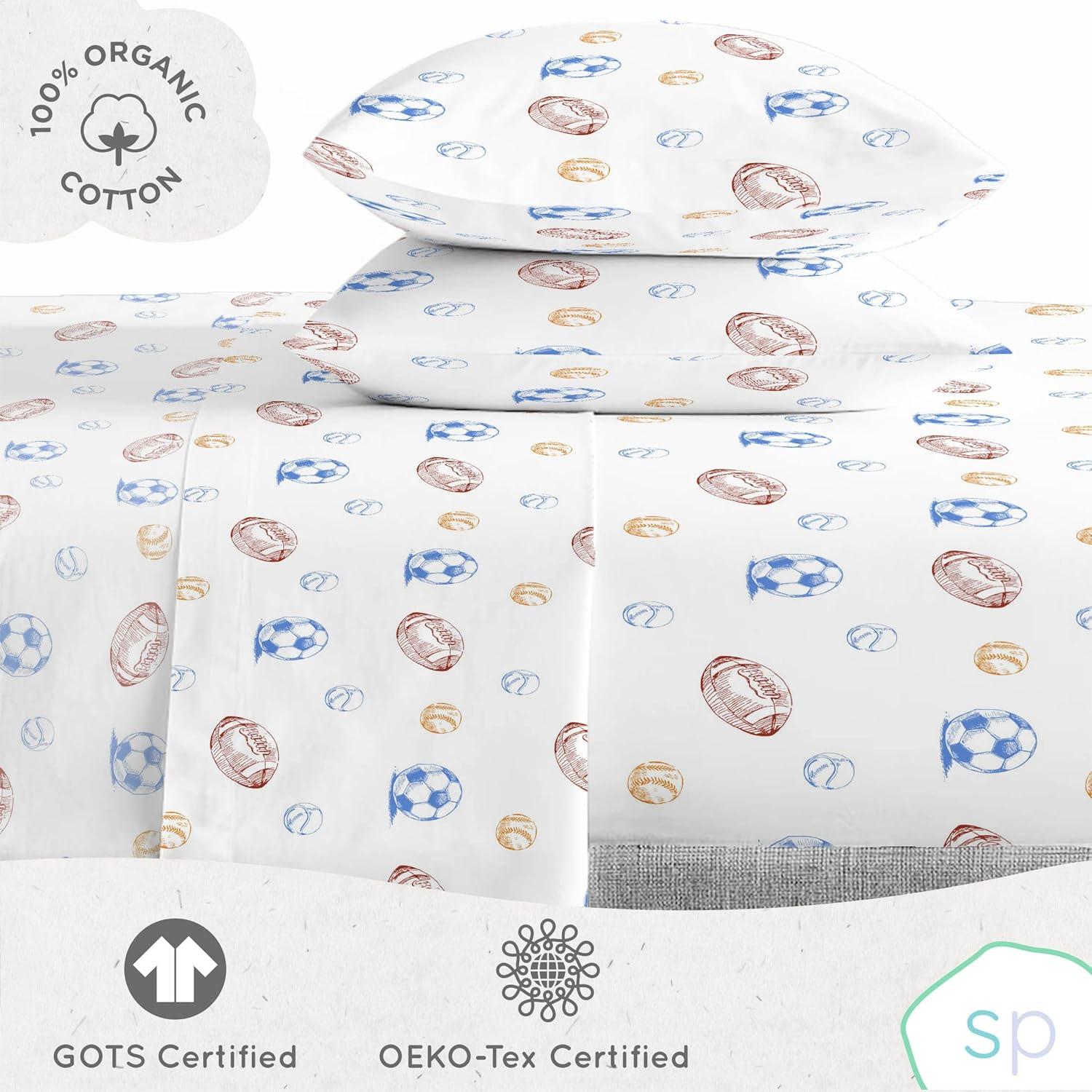 imageSaturday Park Bluey and Bingo Rainbow Clouds Full Bed Set 7 Piece 100 Organic Cotton Bedding with Duvet Cover and Sheets GOTS amp OekoTEX CertifiedMulti Stripes Sports