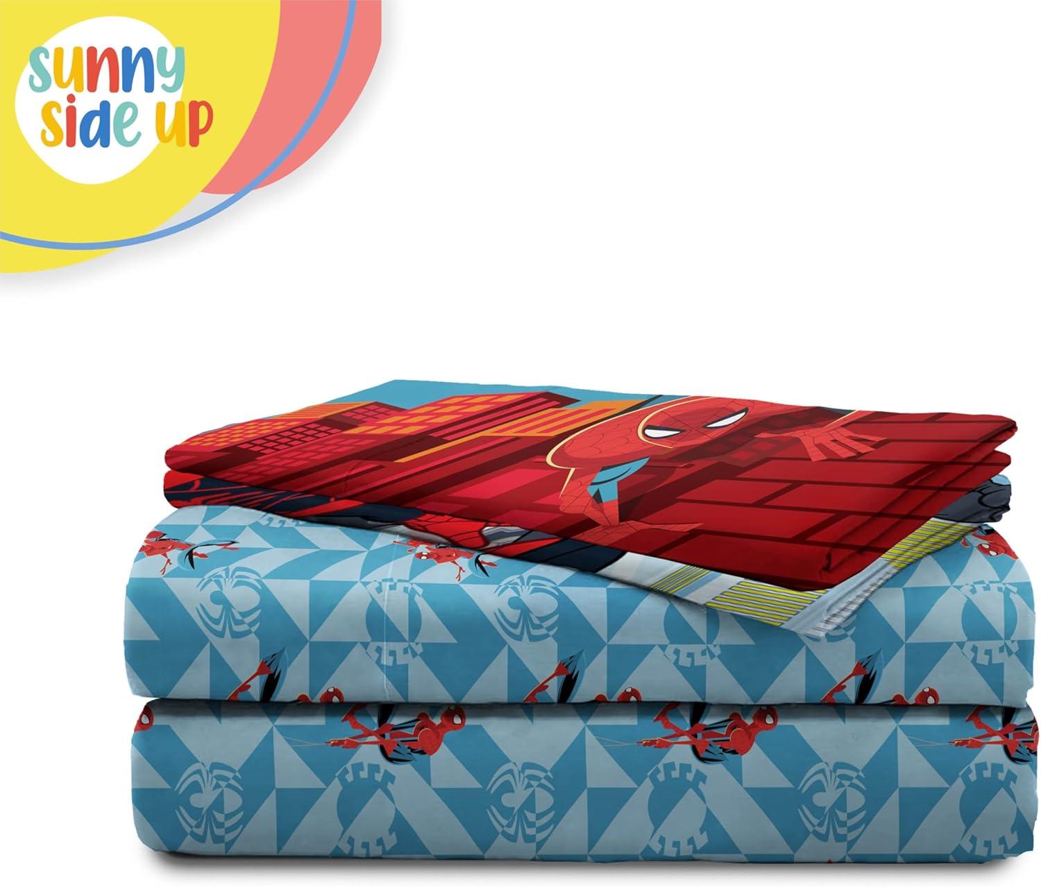 imageSunny Side Up Bluey amp Friends Full Sheet Set 4 Piece Kids Bedding Set Includes Pillow Cover Super Soft Microfiber SheetsBlue Spiderman