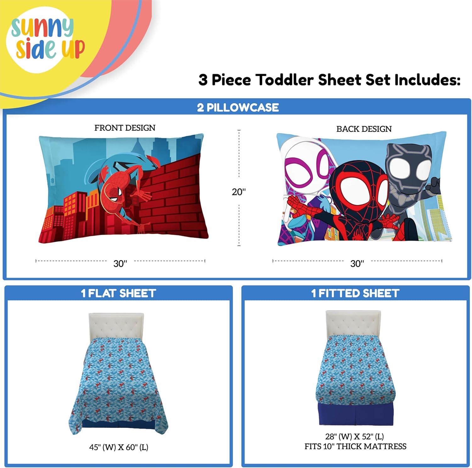 imageSunny Side Up Bluey amp Friends Full Sheet Set 4 Piece Kids Bedding Set Includes Pillow Cover Super Soft Microfiber SheetsBlue Spiderman