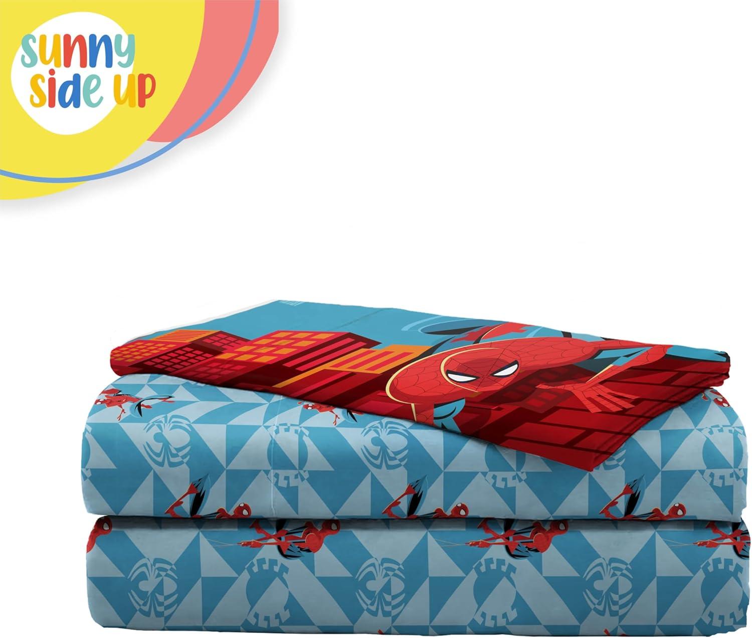 imageSunny Side Up Bluey amp Friends Full Sheet Set 4 Piece Kids Bedding Set Includes Pillow Cover Super Soft Microfiber SheetsBlue Spiderman