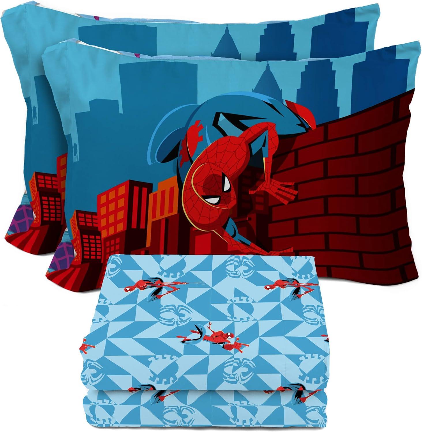 imageSunny Side Up Bluey amp Friends Full Sheet Set 4 Piece Kids Bedding Set Includes Pillow Cover Super Soft Microfiber SheetsBlue Spiderman
