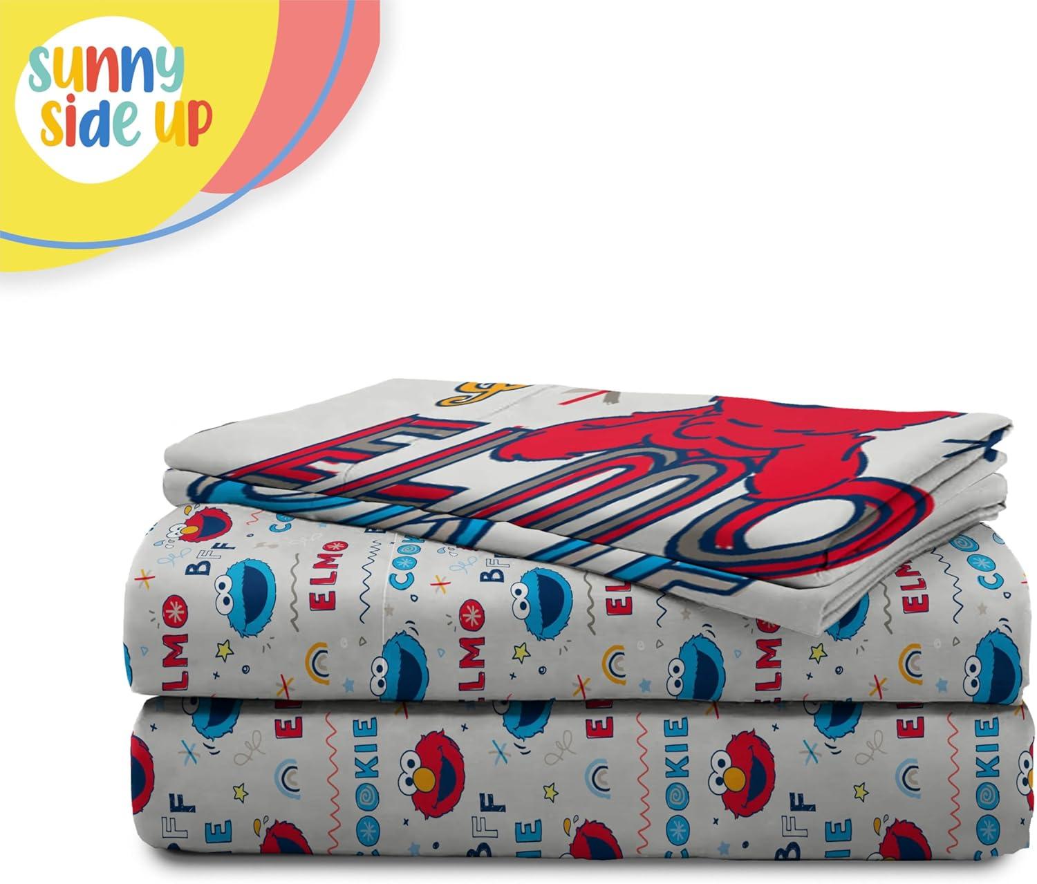 imageSunny Side Up Bluey amp Friends Full Sheet Set 4 Piece Kids Bedding Set Includes Pillow Cover Super Soft Microfiber SheetsIvory Sesame Street