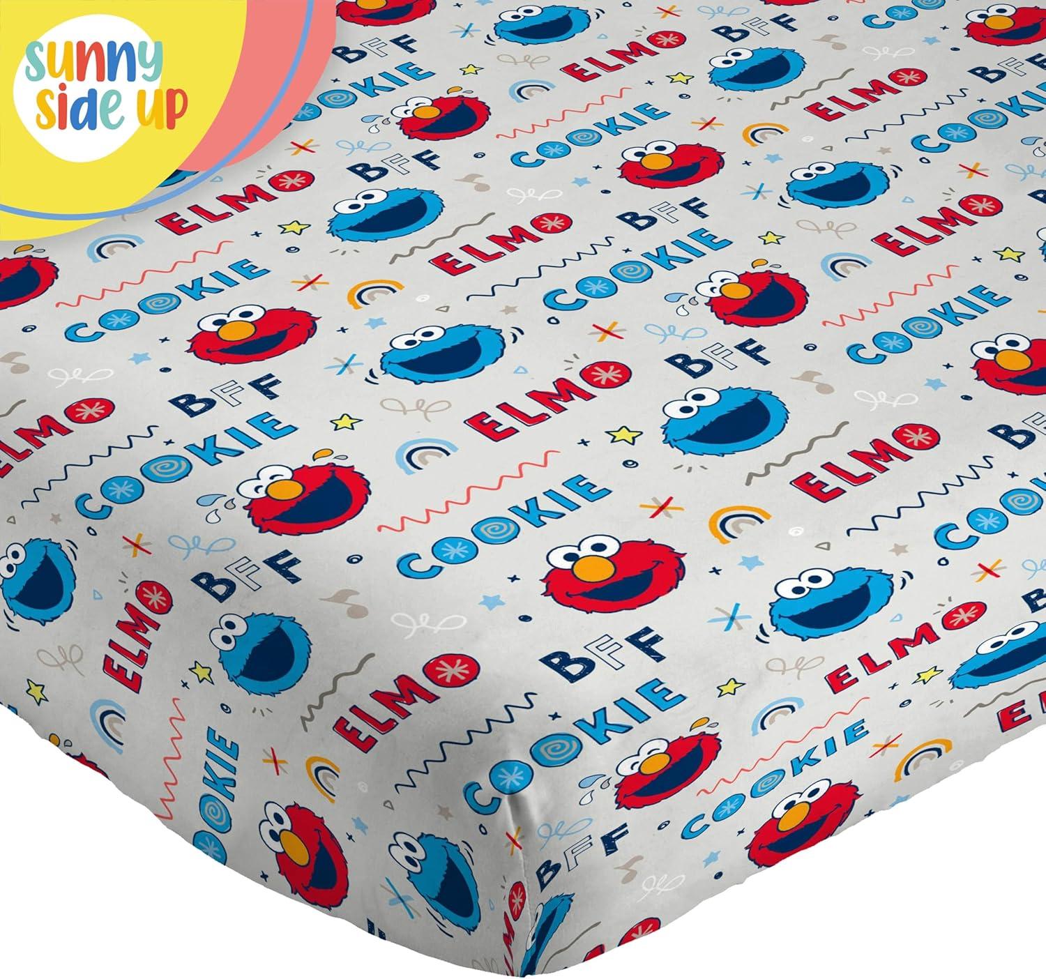 imageSunny Side Up Bluey amp Friends Full Sheet Set 4 Piece Kids Bedding Set Includes Pillow Cover Super Soft Microfiber SheetsIvory Sesame Street