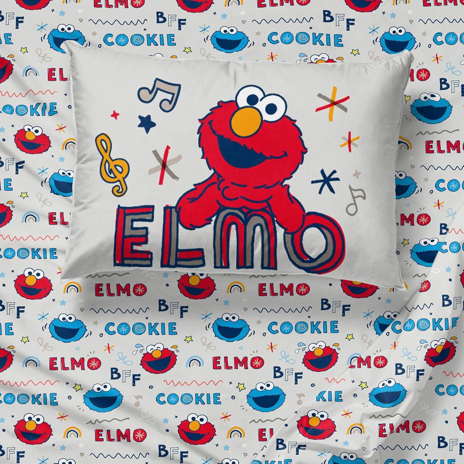 imageSunny Side Up Bluey amp Friends Full Sheet Set 4 Piece Kids Bedding Set Includes Pillow Cover Super Soft Microfiber SheetsIvory Sesame Street