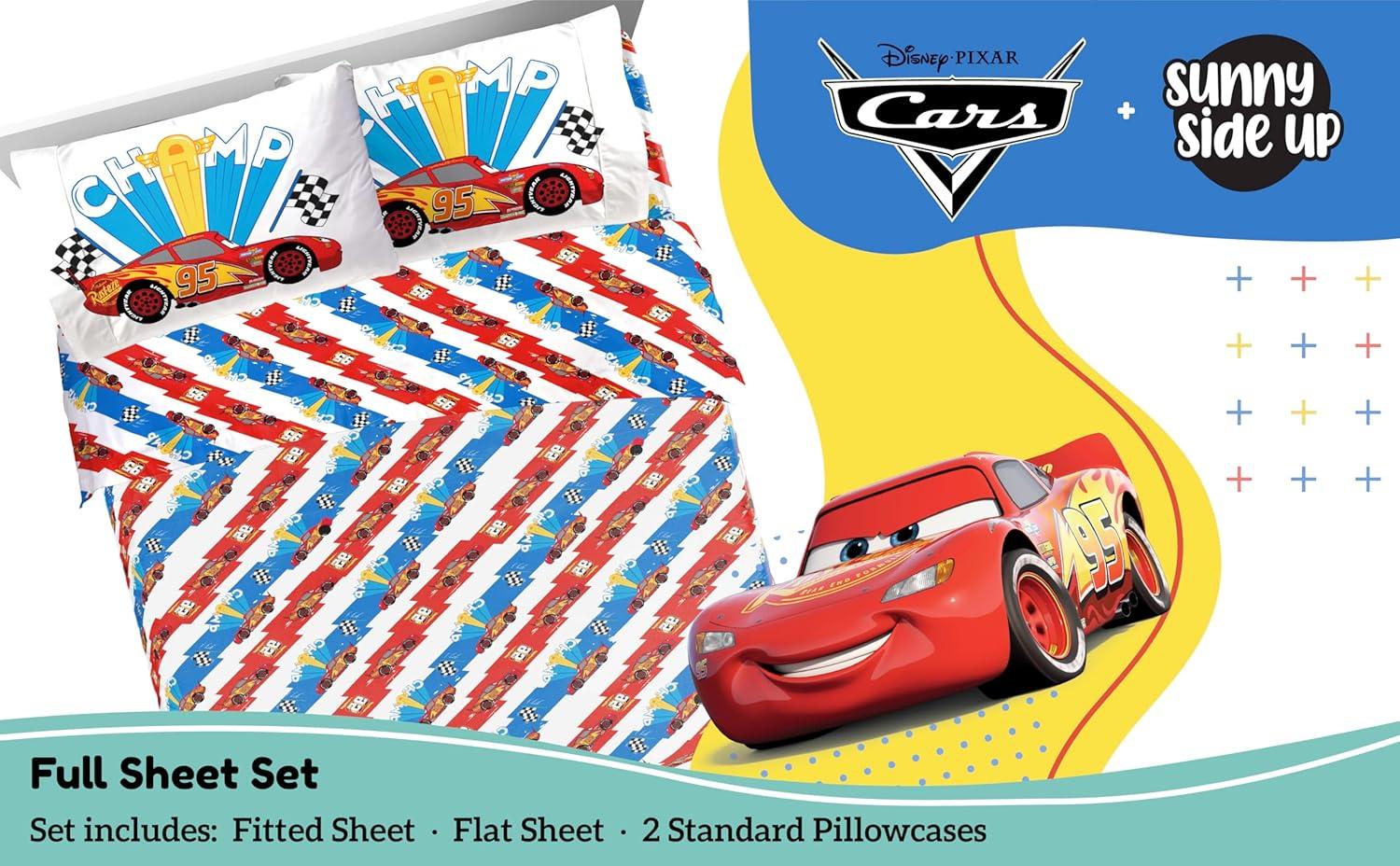imageSunny Side Up Bluey amp Friends Full Sheet Set 4 Piece Kids Bedding Set Includes Pillow Cover Super Soft Microfiber SheetsMulti Cars
