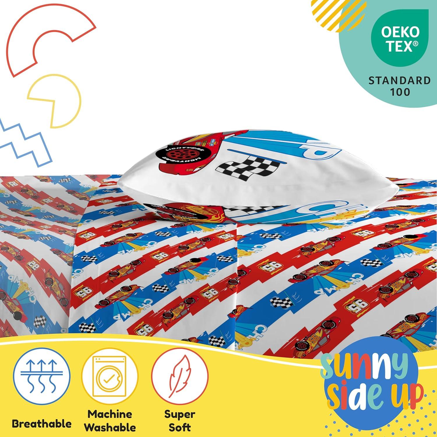 imageSunny Side Up Bluey amp Friends Full Sheet Set 4 Piece Kids Bedding Set Includes Pillow Cover Super Soft Microfiber SheetsMulti Cars