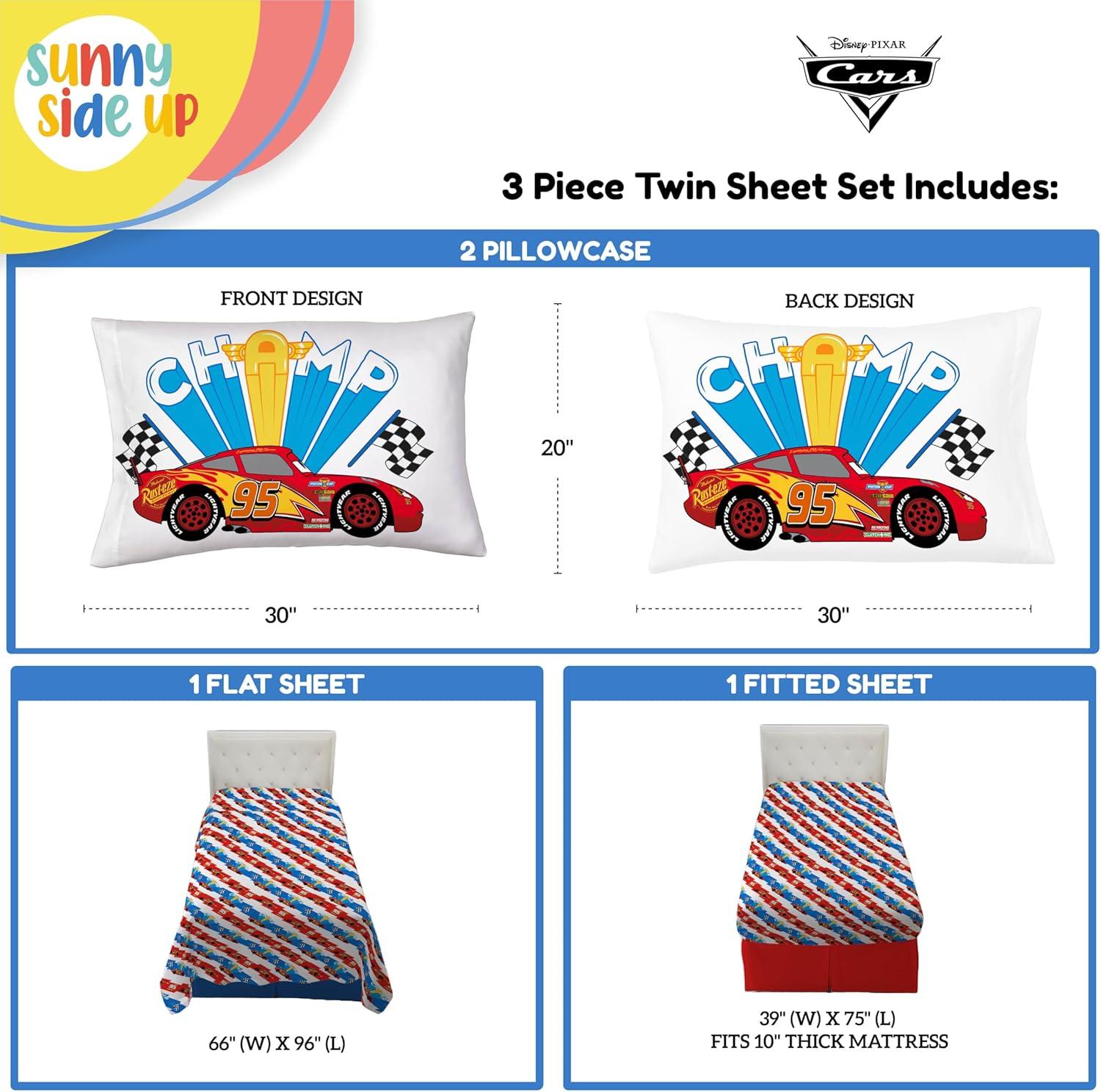 imageSunny Side Up Bluey amp Friends Full Sheet Set 4 Piece Kids Bedding Set Includes Pillow Cover Super Soft Microfiber SheetsMulti Cars