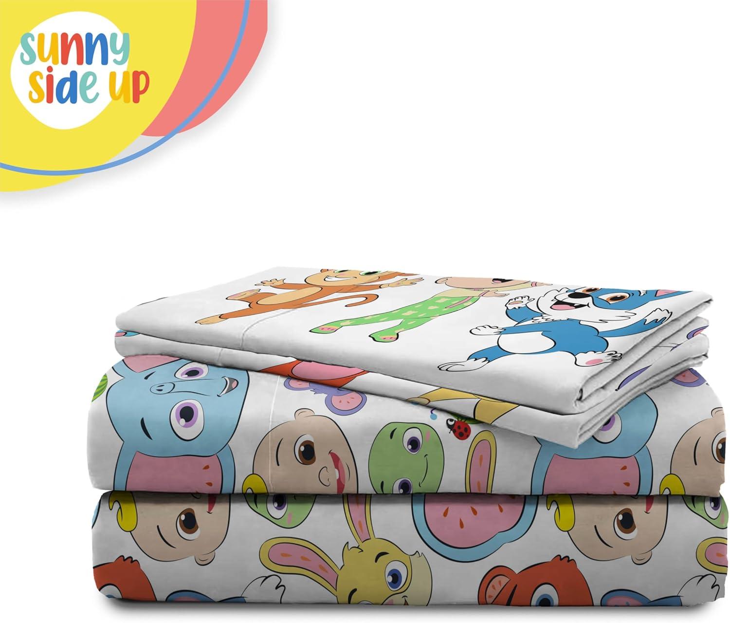 imageSunny Side Up Bluey amp Friends Full Sheet Set 4 Piece Kids Bedding Set Includes Pillow Cover Super Soft Microfiber SheetsMulti Cocomelon