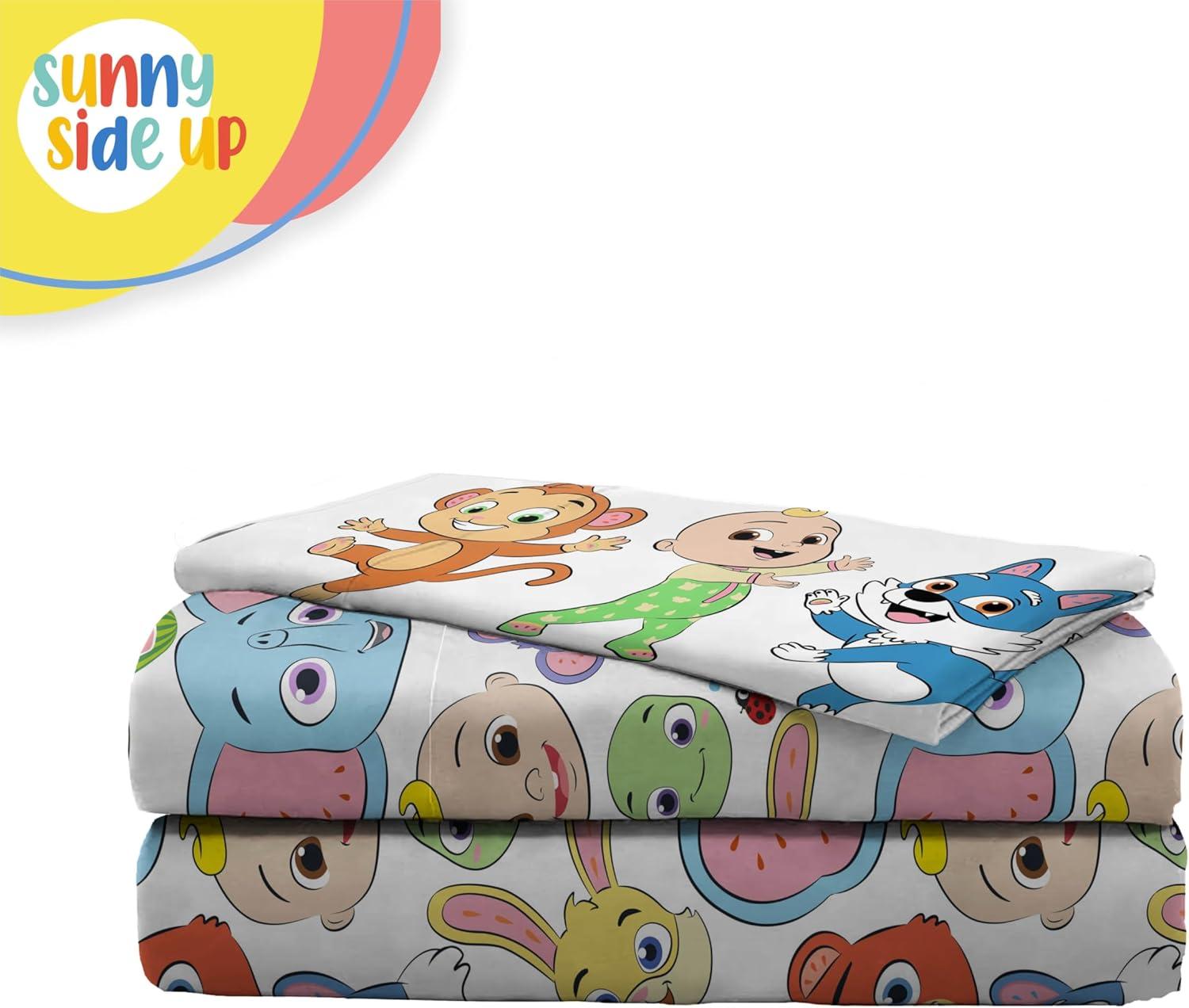 imageSunny Side Up Bluey amp Friends Full Sheet Set 4 Piece Kids Bedding Set Includes Pillow Cover Super Soft Microfiber SheetsMulti Cocomelon