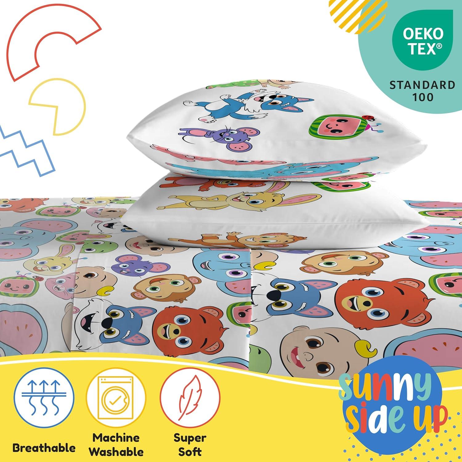 imageSunny Side Up Bluey amp Friends Full Sheet Set 4 Piece Kids Bedding Set Includes Pillow Cover Super Soft Microfiber SheetsMulti Cocomelon