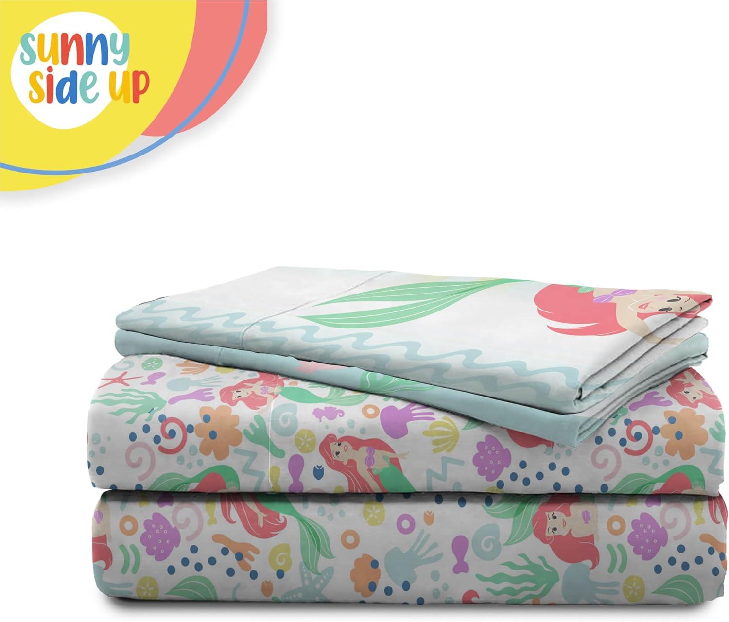 imageSunny Side Up Bluey amp Friends Full Sheet Set 4 Piece Kids Bedding Set Includes Pillow Cover Super Soft Microfiber SheetsMulti Little Mermaid