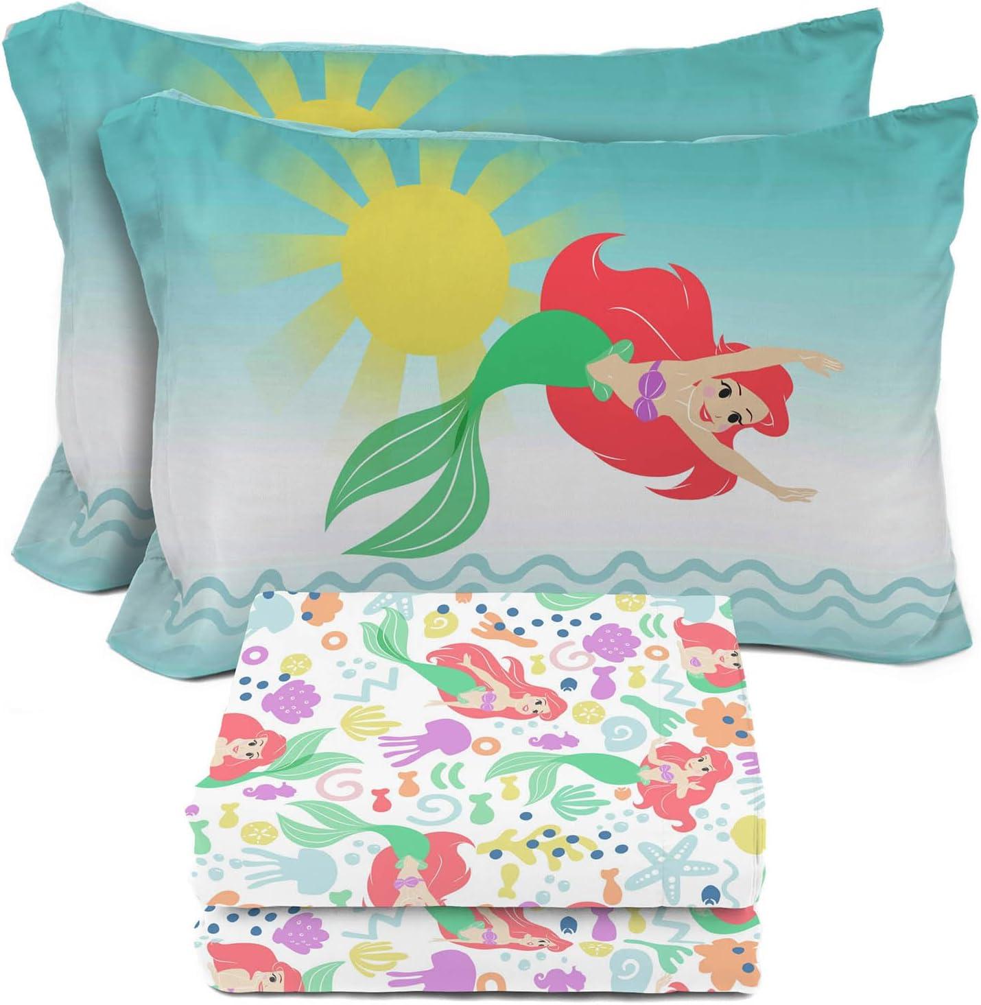 imageSunny Side Up Bluey amp Friends Full Sheet Set 4 Piece Kids Bedding Set Includes Pillow Cover Super Soft Microfiber SheetsMulti Little Mermaid