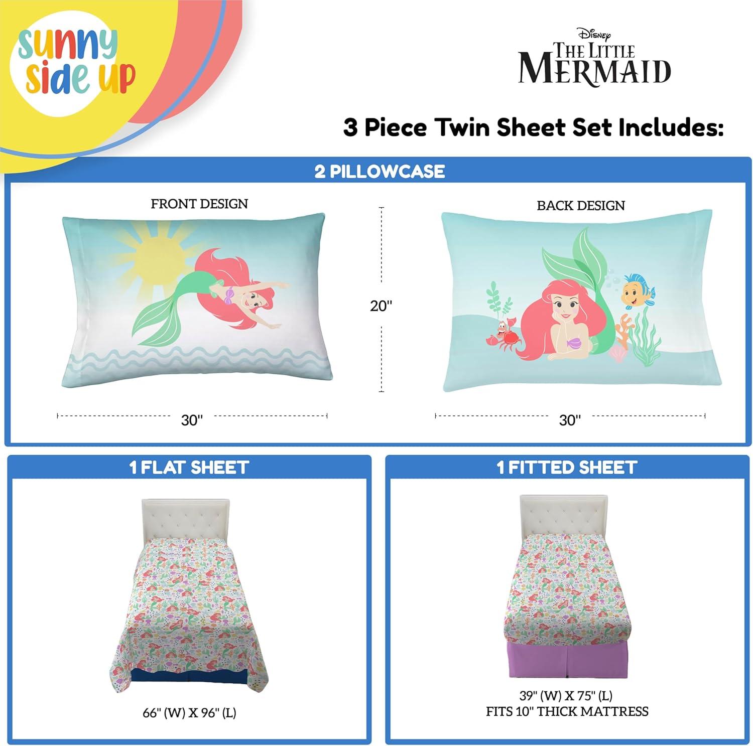 imageSunny Side Up Bluey amp Friends Full Sheet Set 4 Piece Kids Bedding Set Includes Pillow Cover Super Soft Microfiber SheetsMulti Little Mermaid