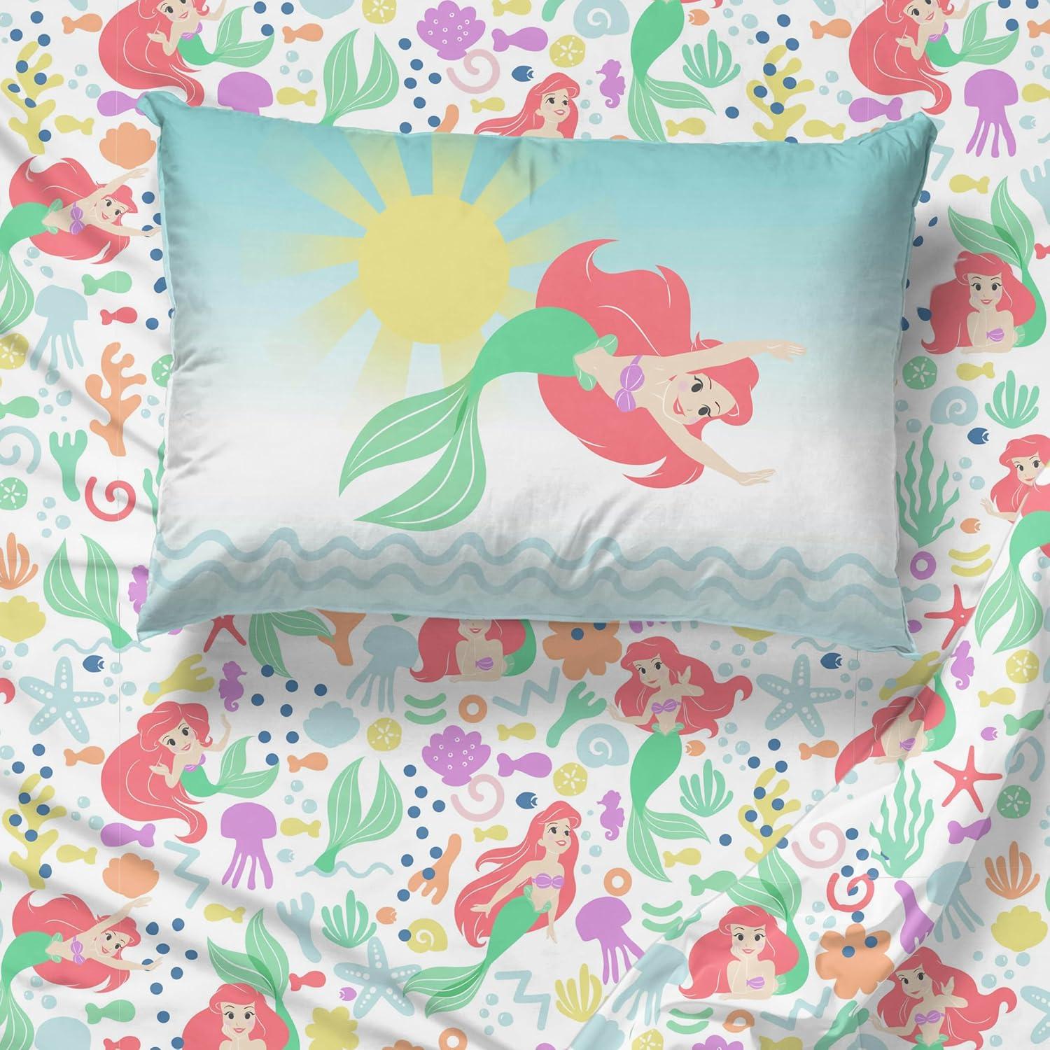 imageSunny Side Up Bluey amp Friends Full Sheet Set 4 Piece Kids Bedding Set Includes Pillow Cover Super Soft Microfiber SheetsMulti Little Mermaid