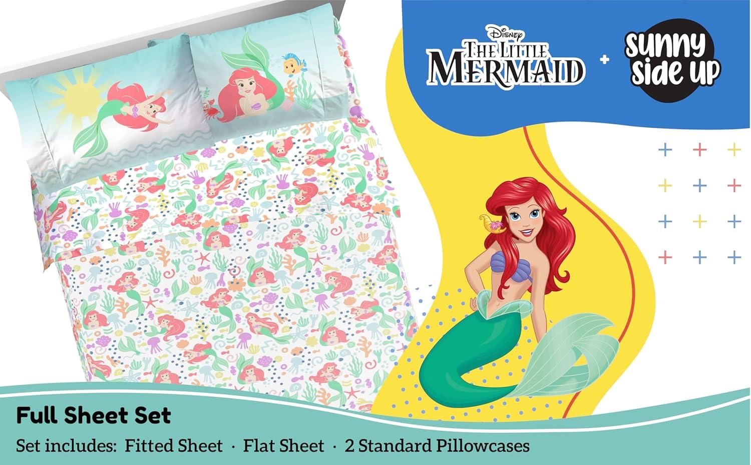 imageSunny Side Up Bluey amp Friends Full Sheet Set 4 Piece Kids Bedding Set Includes Pillow Cover Super Soft Microfiber SheetsMulti Little Mermaid