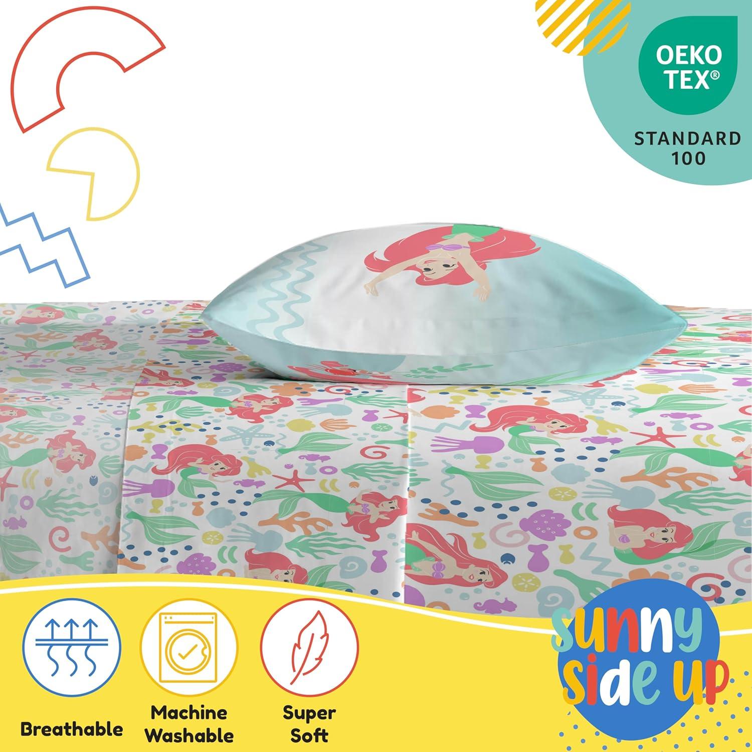 imageSunny Side Up Bluey amp Friends Full Sheet Set 4 Piece Kids Bedding Set Includes Pillow Cover Super Soft Microfiber SheetsMulti Little Mermaid