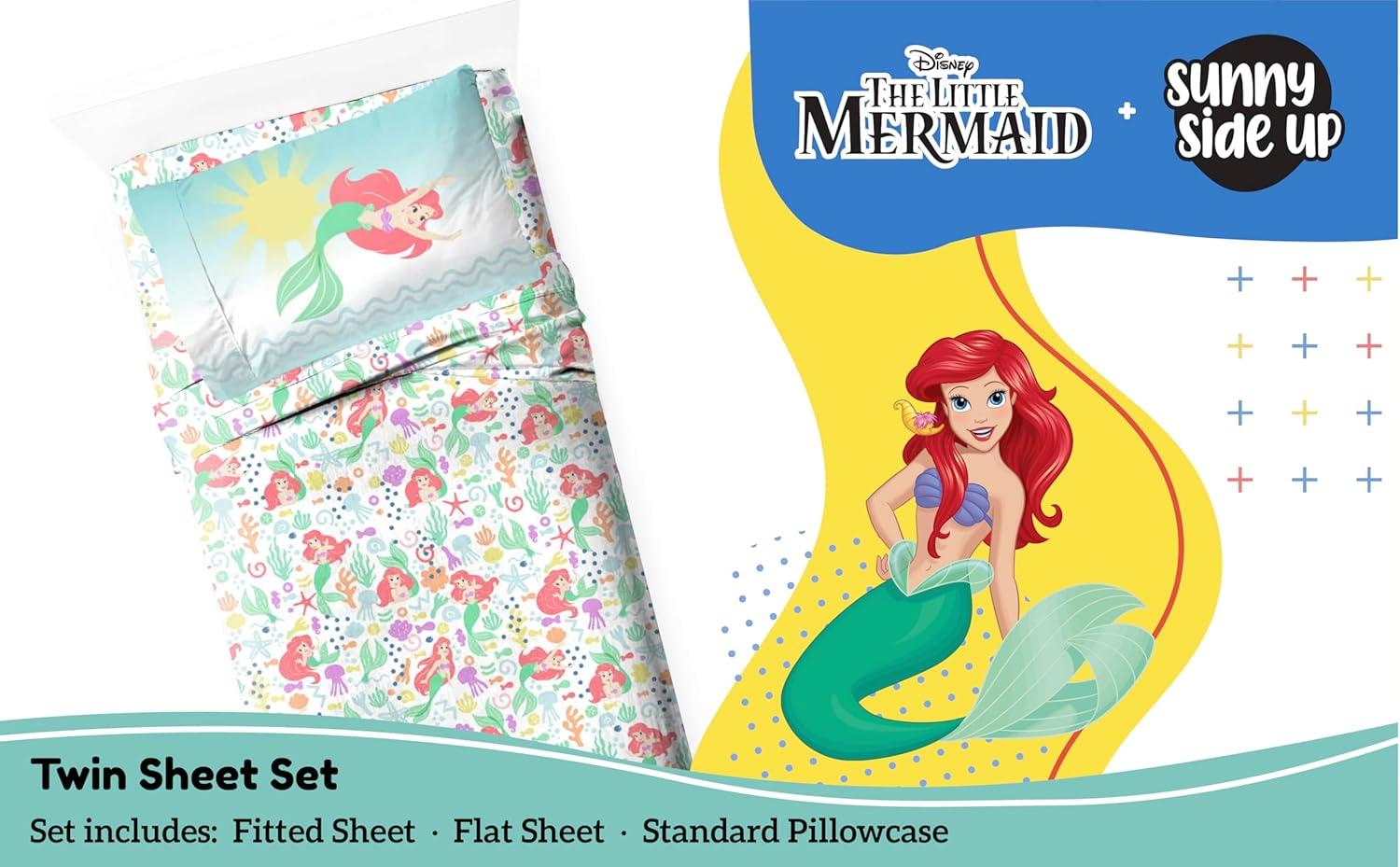 imageSunny Side Up Bluey amp Friends Full Sheet Set 4 Piece Kids Bedding Set Includes Pillow Cover Super Soft Microfiber SheetsMulti Little Mermaid