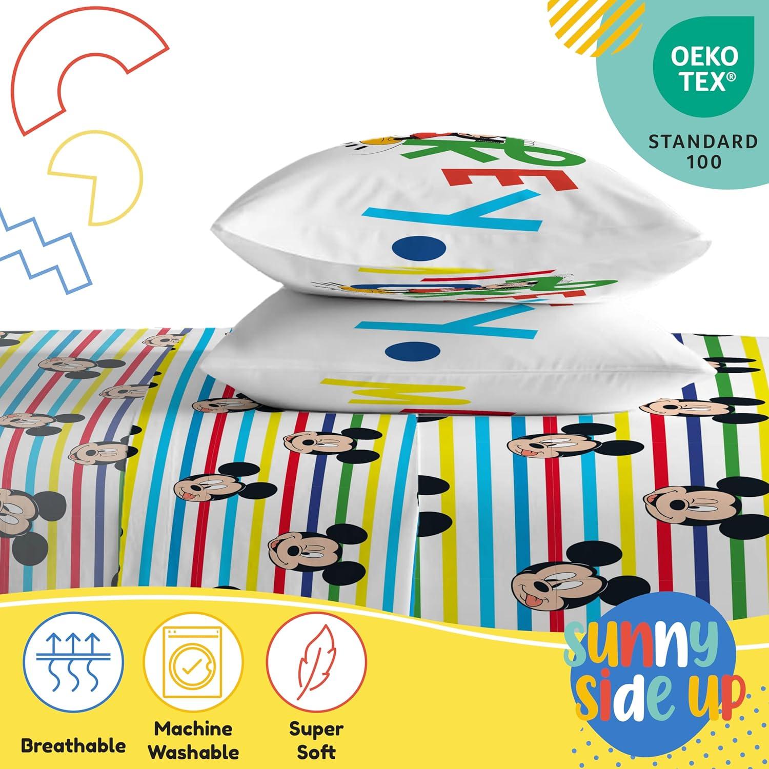 imageSunny Side Up Bluey amp Friends Full Sheet Set 4 Piece Kids Bedding Set Includes Pillow Cover Super Soft Microfiber SheetsMulti Mickey Mouse