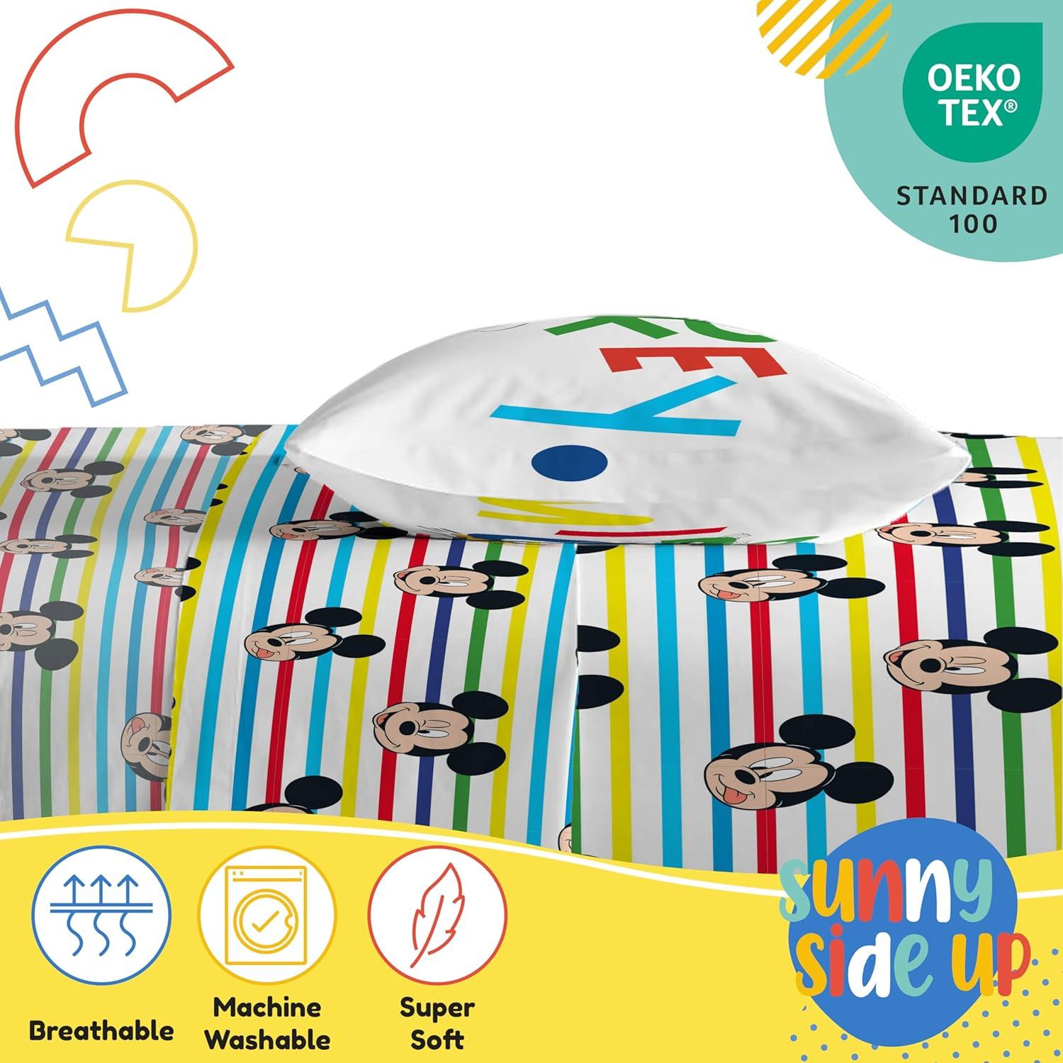 imageSunny Side Up Bluey amp Friends Full Sheet Set 4 Piece Kids Bedding Set Includes Pillow Cover Super Soft Microfiber SheetsMulti Mickey Mouse